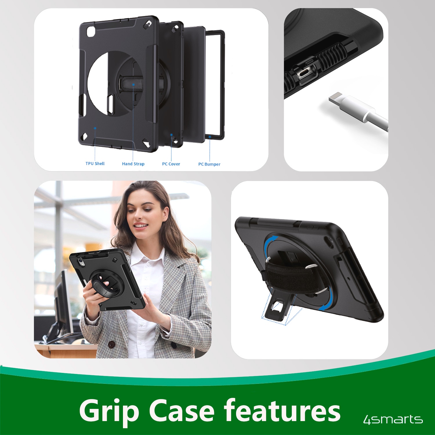 4smarts Backcover »Rugged Case Grip - iPad 10.9 (2022 10Gen)«