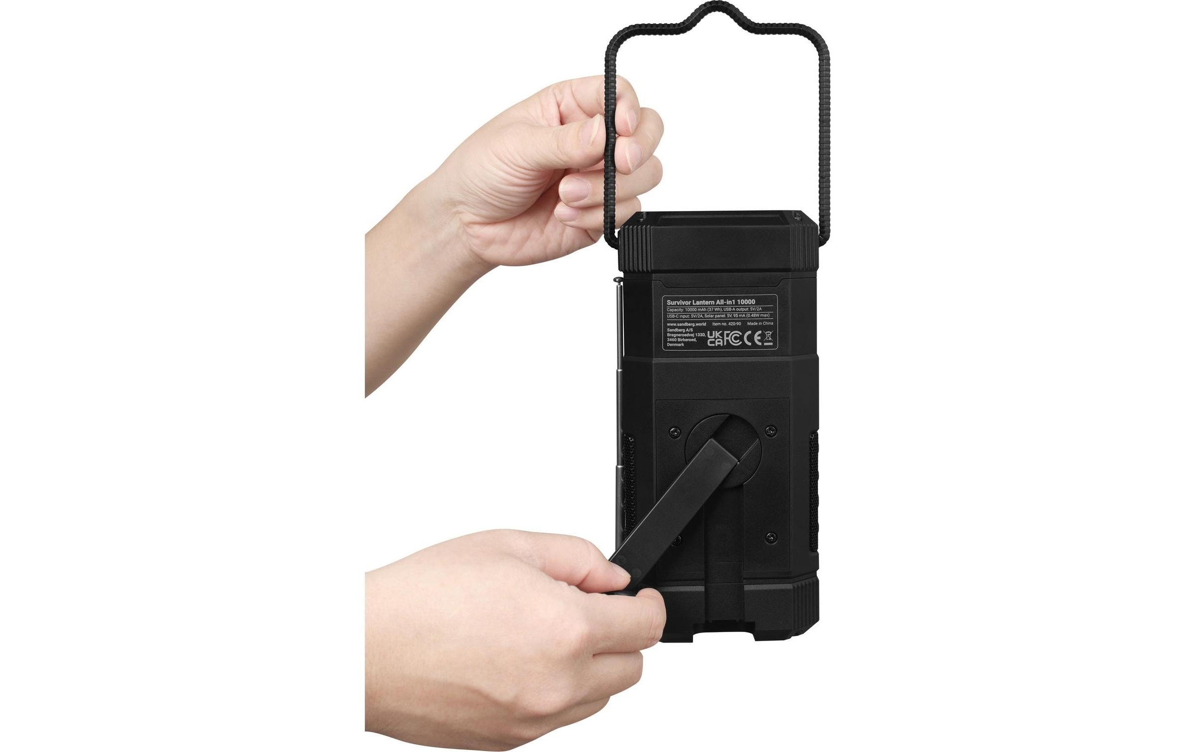 Sandberg Banque d'énergie »Lantern All-in1 10000 mAh« Solarpanel, Wireless Charger