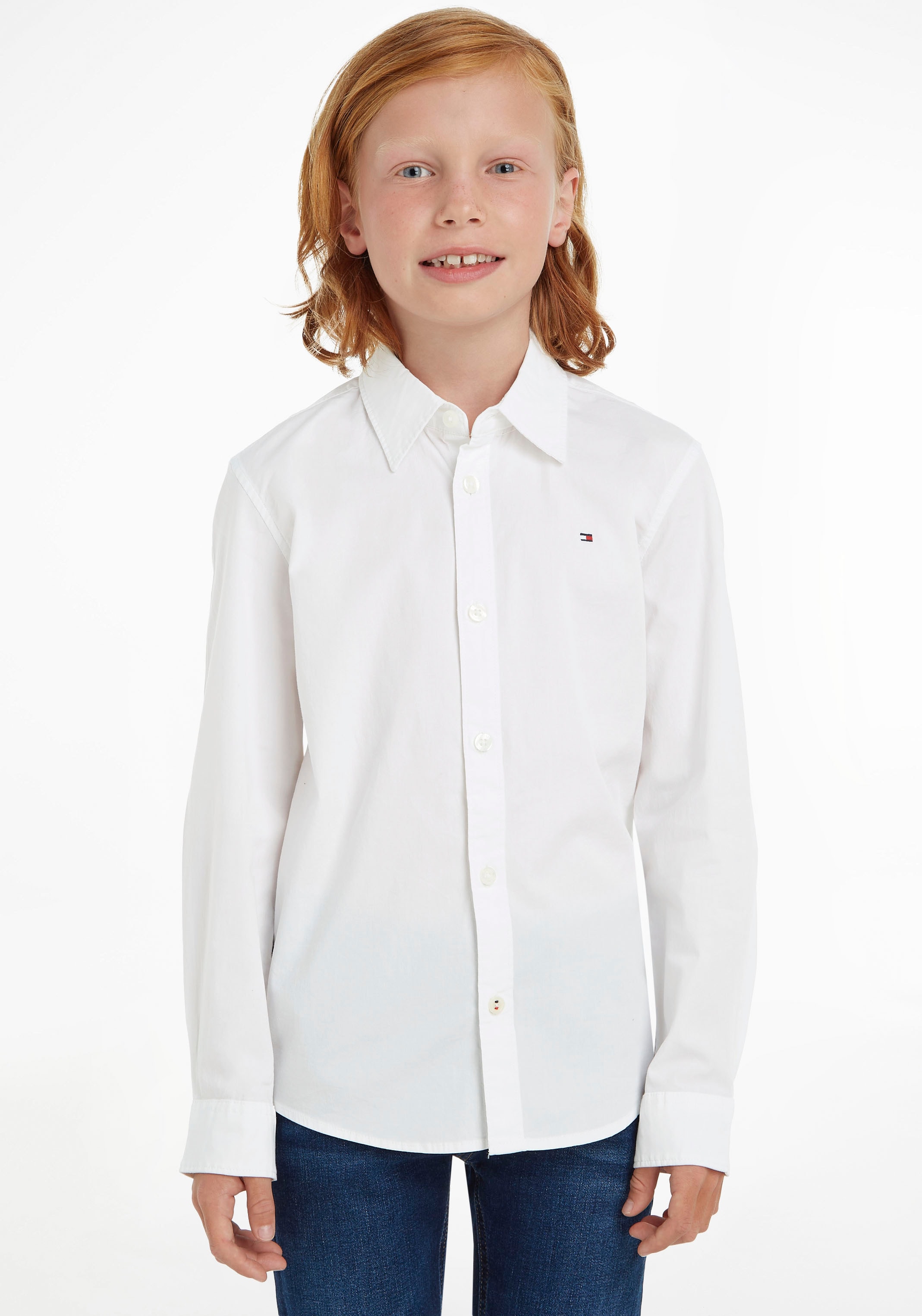 Tommy Hilfiger Chemise à manches longues »SOLID STRETCH POPLIN SHIRT L/S« pour garçons