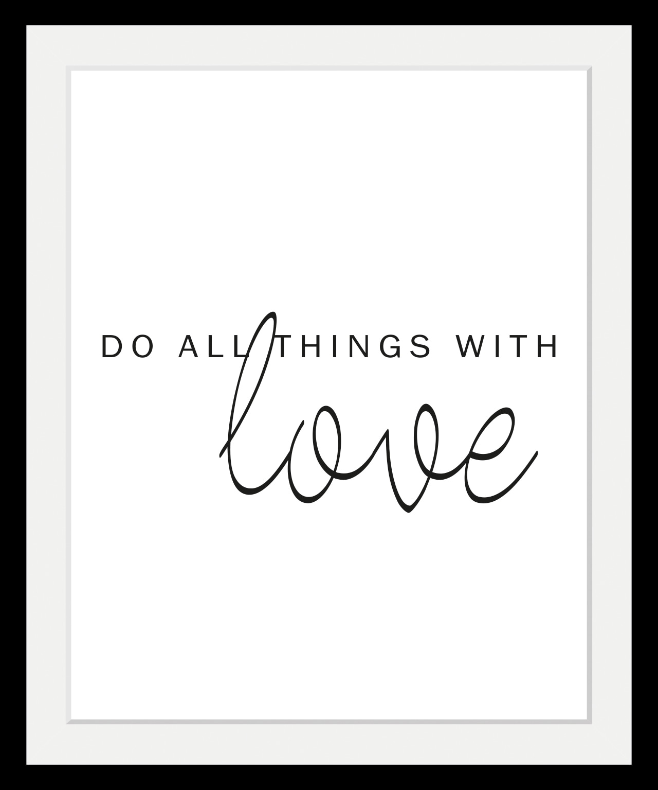 Image of queence Bild "Liebe" Liebessprüche Motivationsbilder Schriftzug Schwarz-Weiss HD Premium Poster-Druck inkl. Holzrahmen