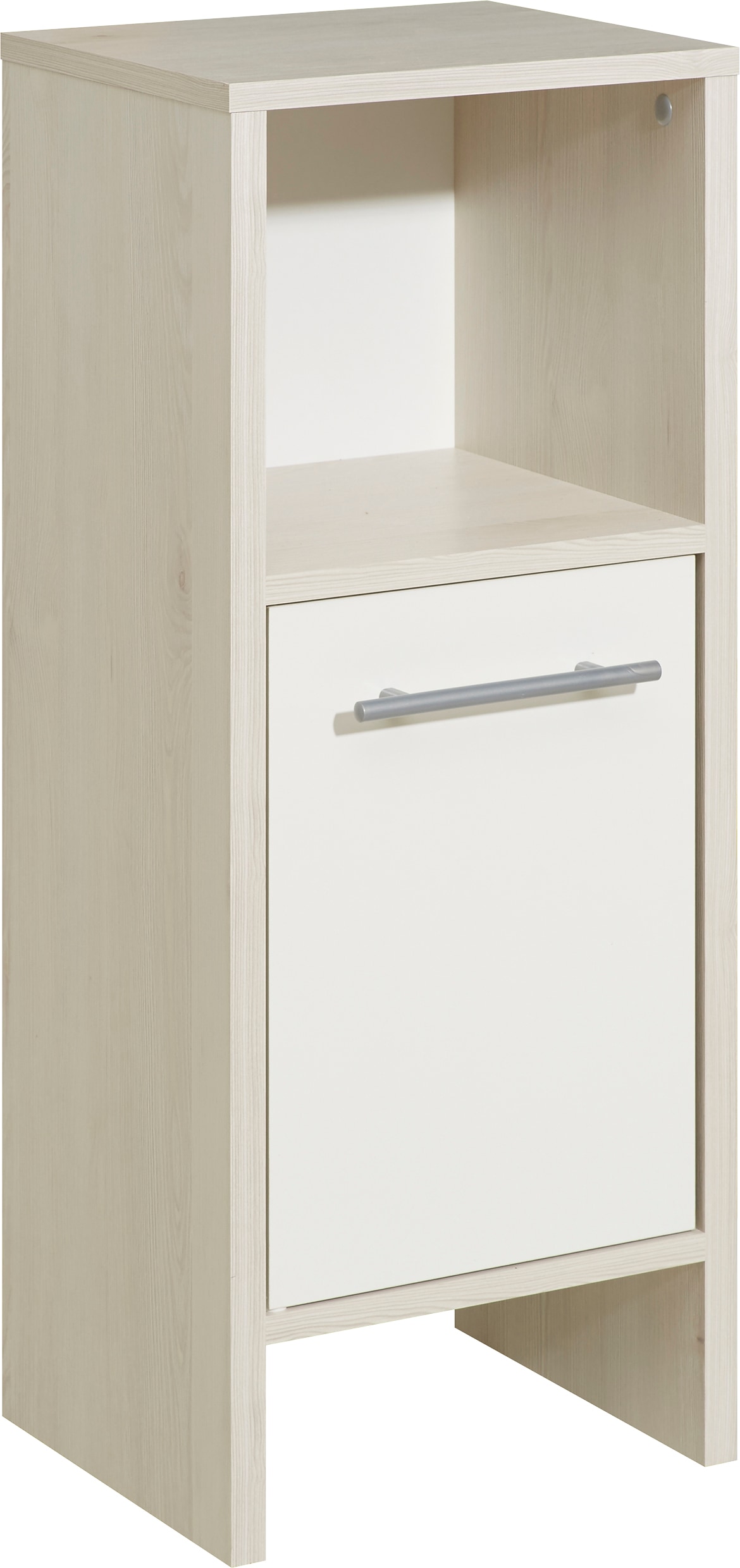 Image of Saphir Unterschrank "Quickset 350 Badschrank, 1 Tür, 1 Nische, 33 cm breit, Weiss Glanz" 1 Stk. tlg. Pinie Ida Hell, Badezimmer-Unterschrank, Griffe alufarbig