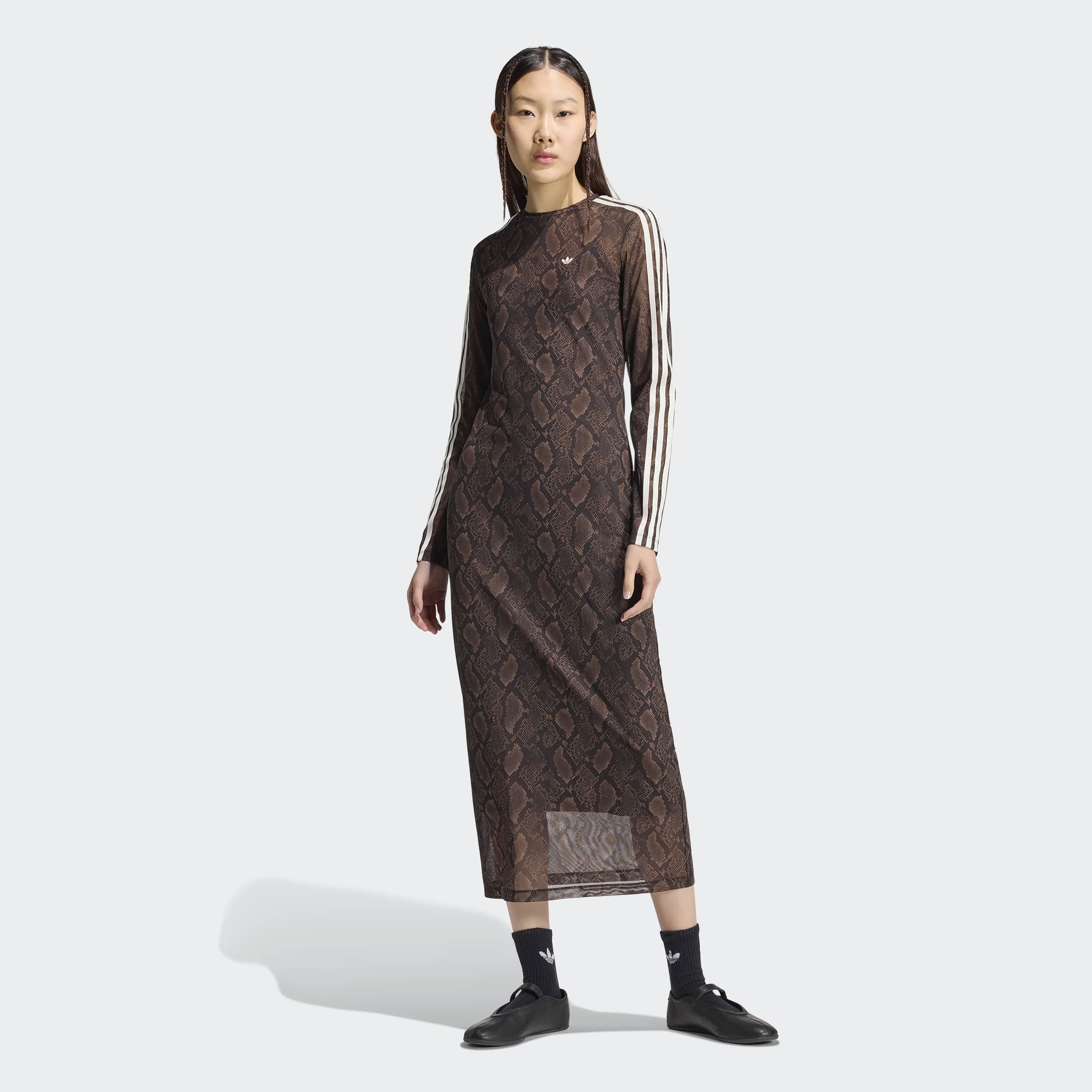 Image of adidas Originals Maxikleid ", SCHLANGENPRINT" Ein schmal geschnittenes Maxikleid mit eleganter Silhouette