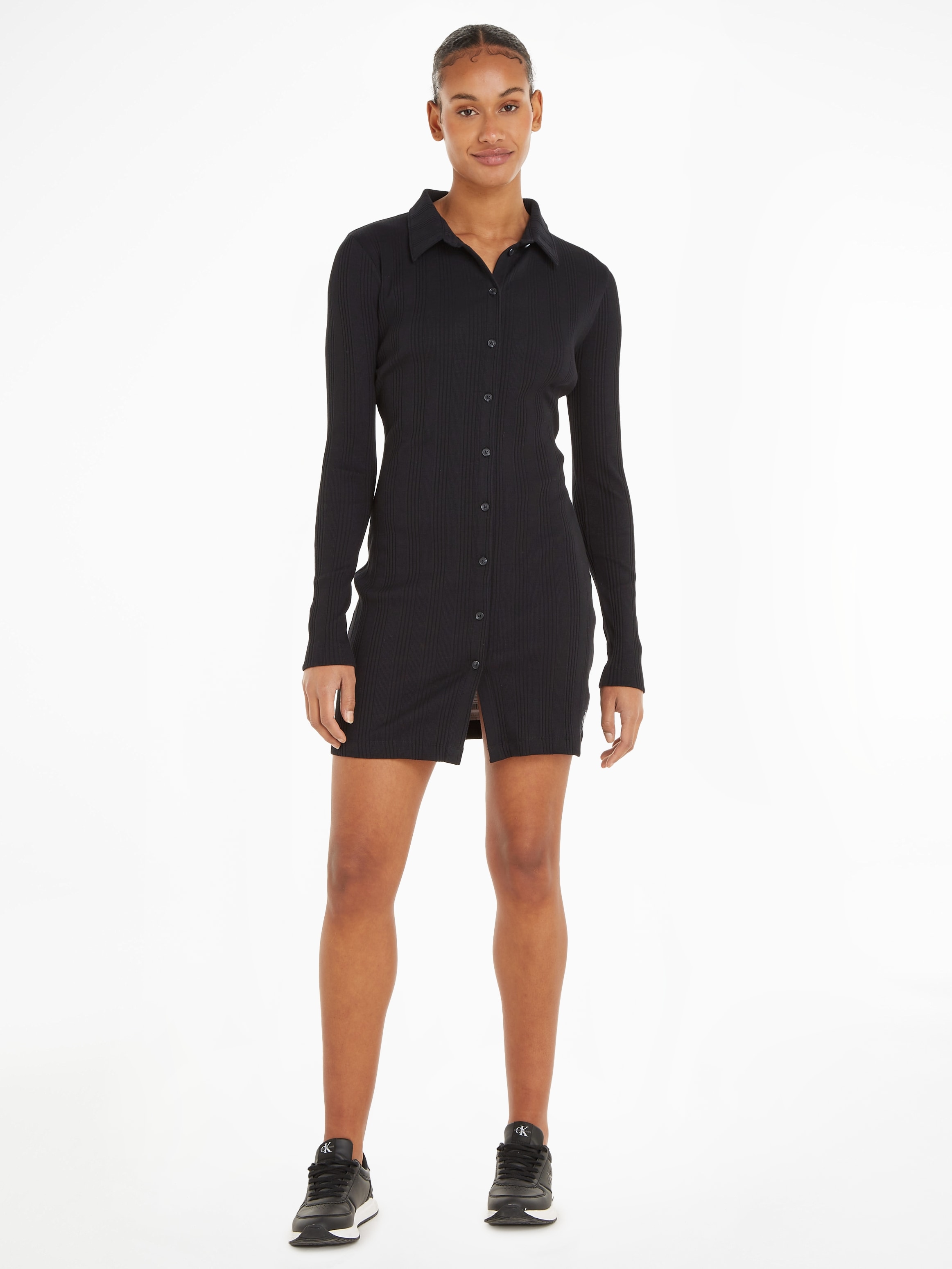 ♕ Calvin Klein SHIRT DRESS« ELONGATED »BADGE versandkostenfrei Jeans auf RIB Shirtkleid