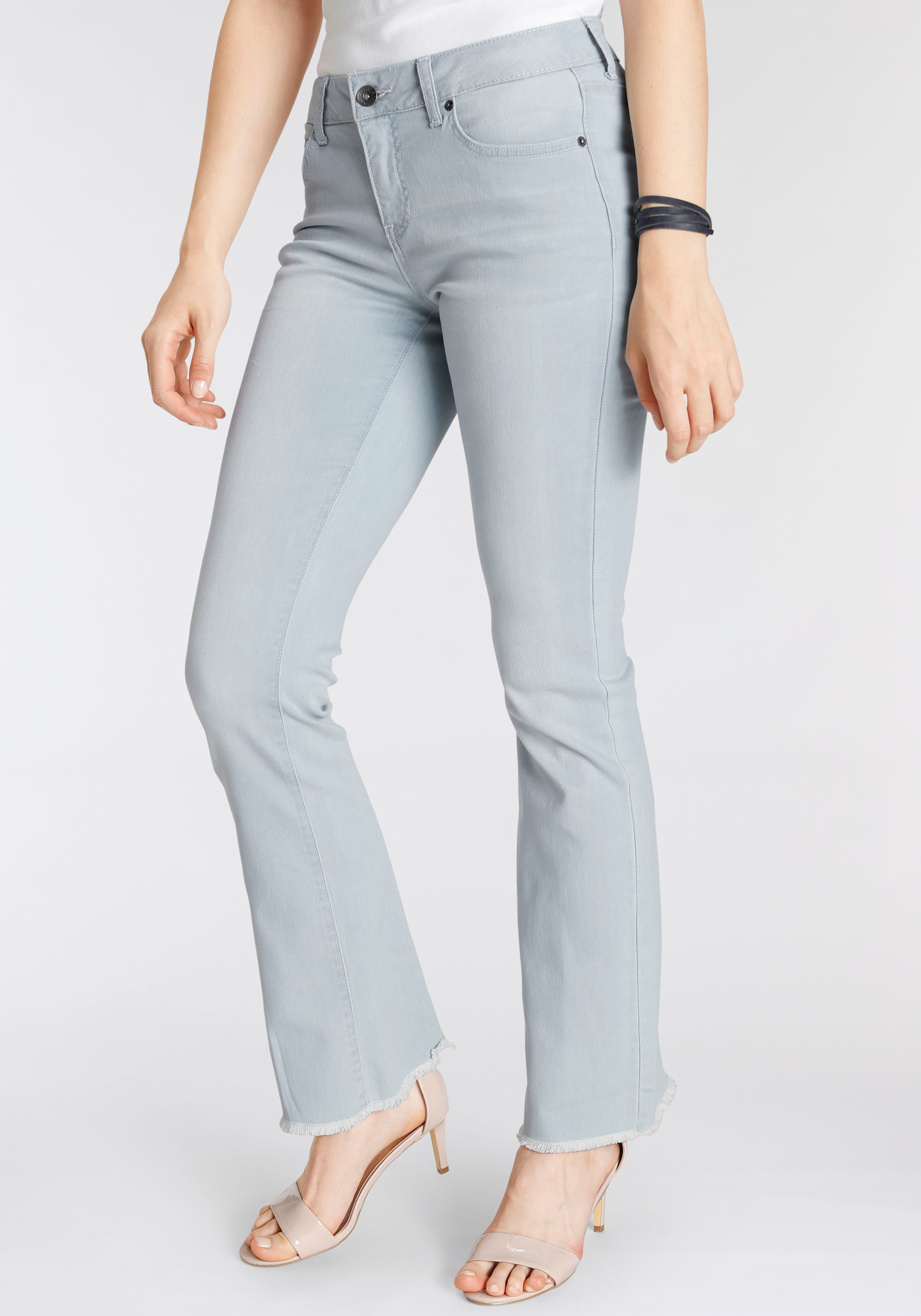 Image of H.I.S Regular-fit-Jeans »Bootcut mit ausgefranstem Saum«, Ökologische, wassersparende Produktion durch OZON WASH bei Ackermann Versand Schweiz