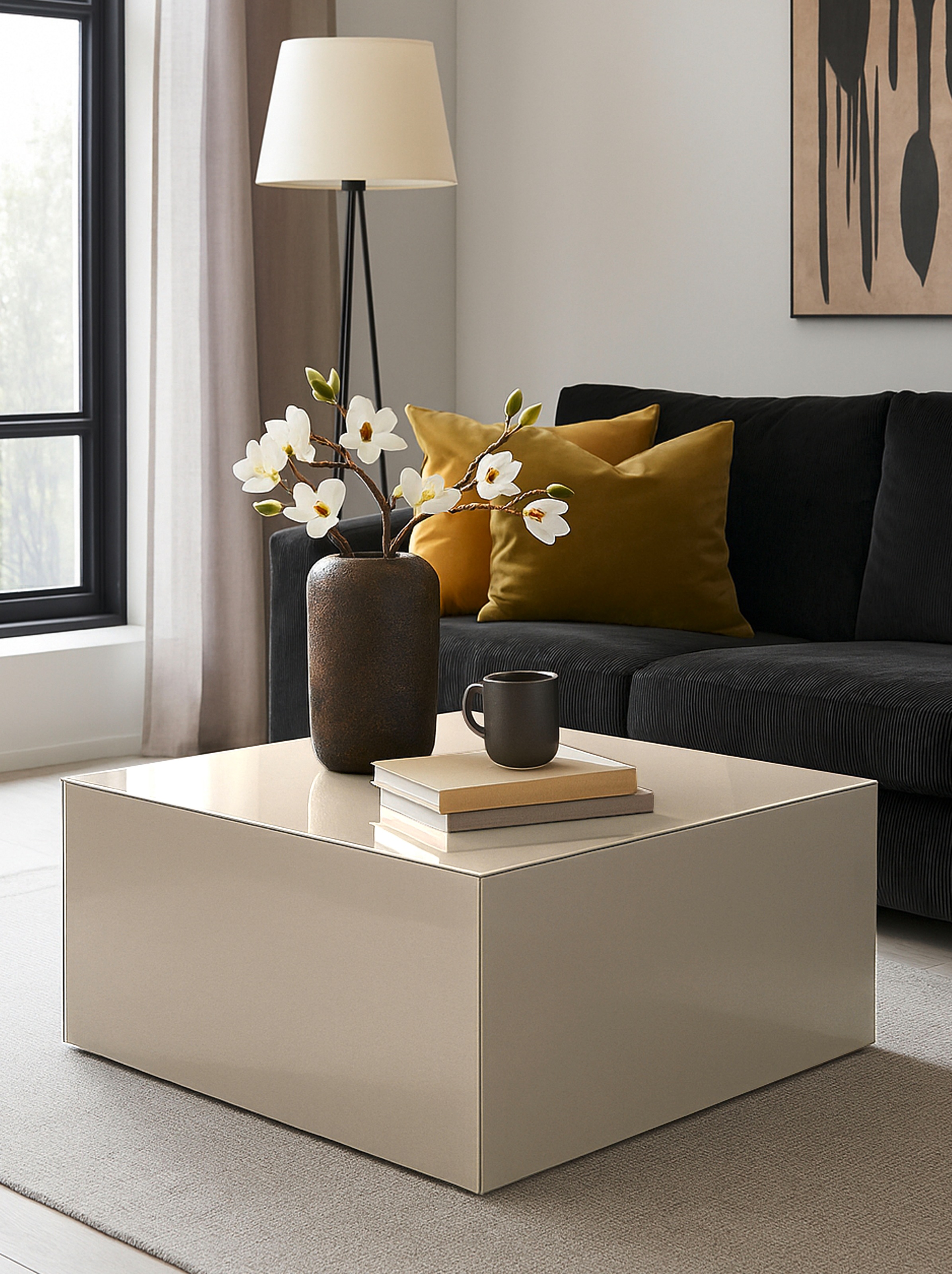 Mäusbacher Couchtisch "Nova" Couchtisch auf Rollen BHT 75/42/75 cm mit 1 Schublade, 1 offenes Fach