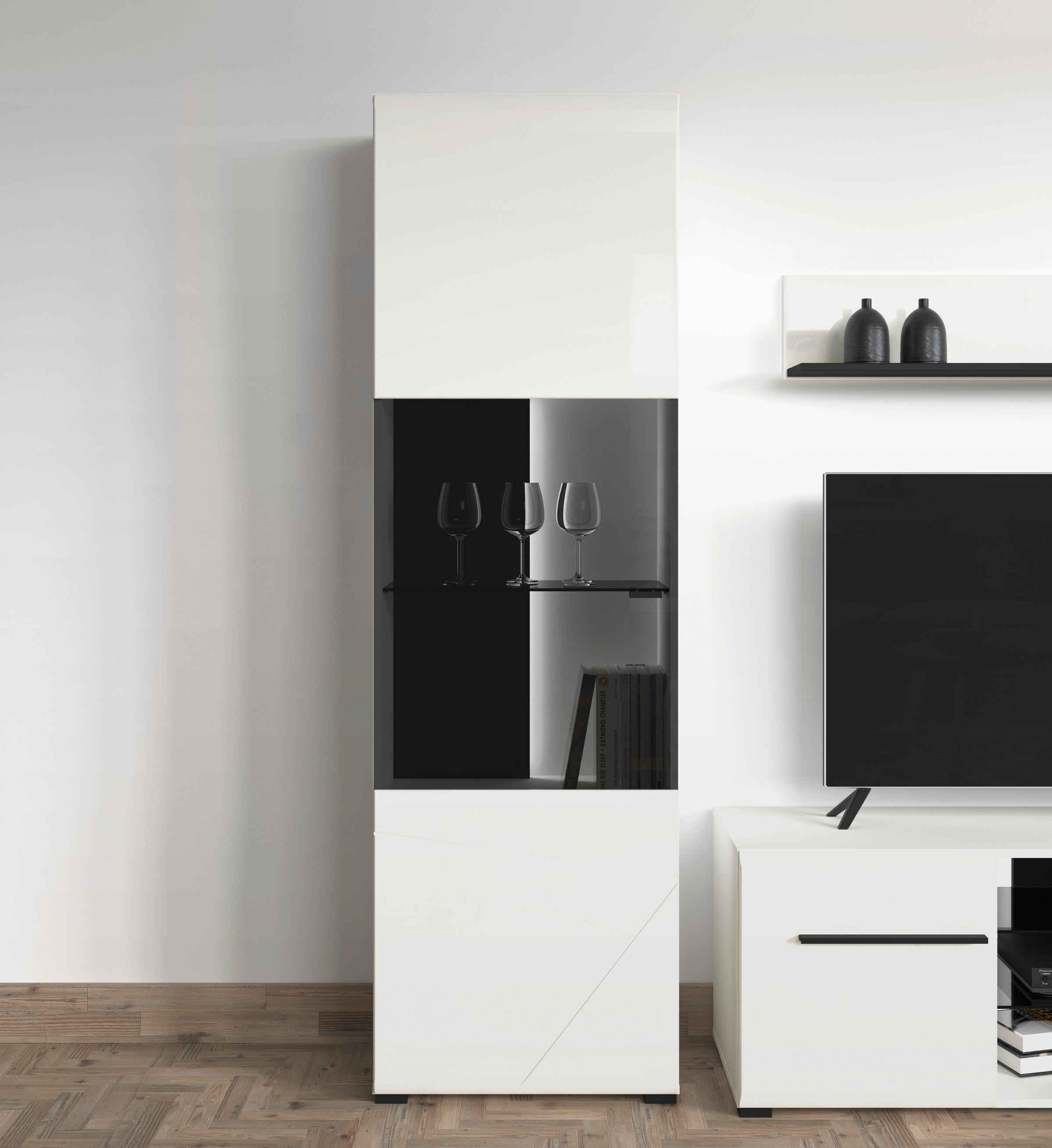 INOSIGN Vitrine »Trentino«, Höhe ca. 190 cm, Soft-Close-Funktion, Hochglanzfronten