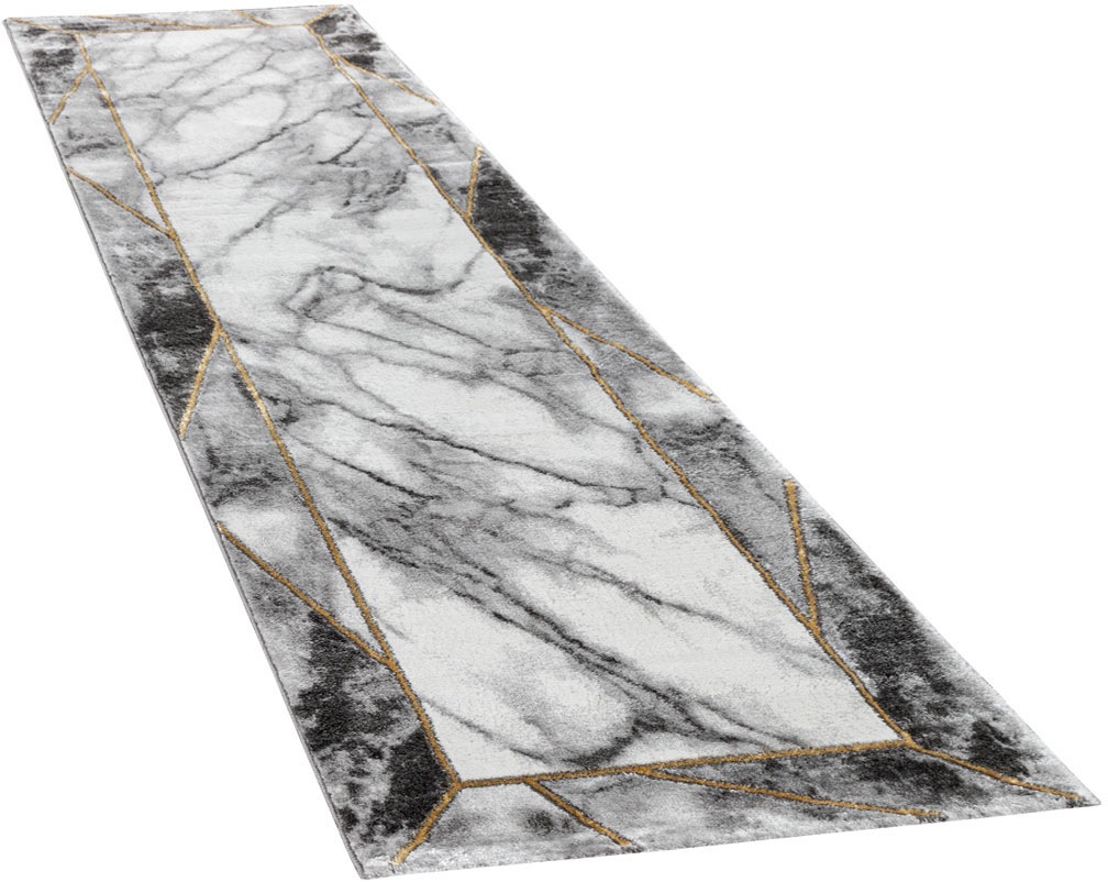 Image of Paco Home Läufer »Kraft 525«, rechteckig, 17 mm Höhe, Teppich-Läufer, Kurzflor, modernes Marmor-Design mit Bodüre und gold- oder silberfarbenen Akzenten, ideal im Flur & Schlafzimmer bei Ackermann Versand Schweiz