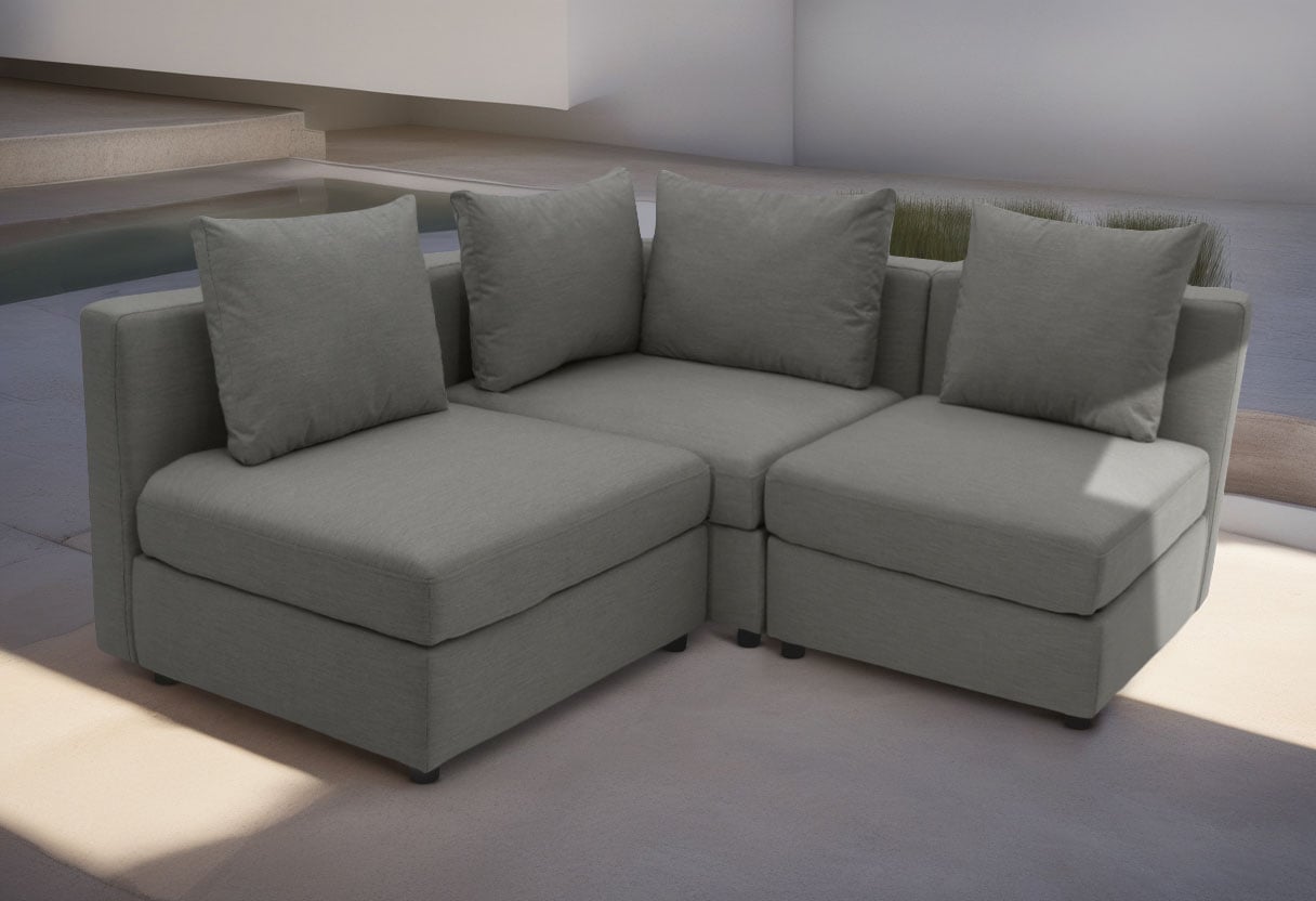Image of DOMO collection Ecksofa "Solskin, individuell erweiterbar/kombinierbar L-Form" mit losen Kissen. Rücken- und Seitenteile als Stecksystem.
