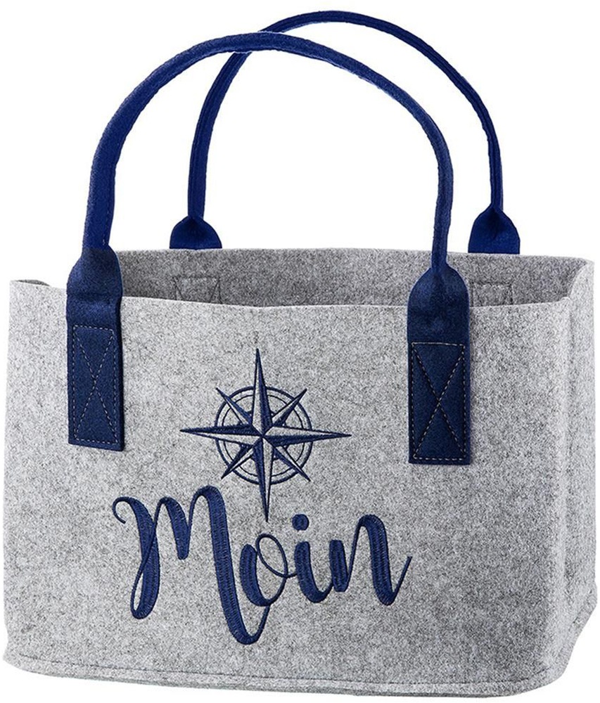 Image of GILDE Einkaufsshopper "Tasche, "Moin", Schriftzug, Windrosenmotiv, Filz, grau" Windrose, Einkauf, Alltagsbegleiter, Geschenkidee, Aufbewahrung