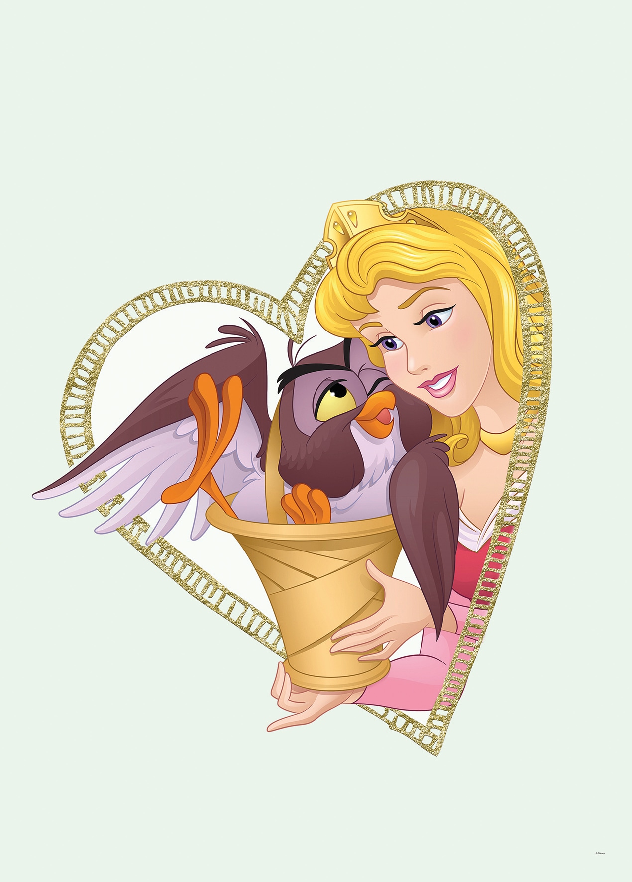 Image of Komar Bild "Aurora & Owl" Disney 1 Stk. tlg. Wandbild zur Dekoration im Kinderzimmer - ohne Rahmen