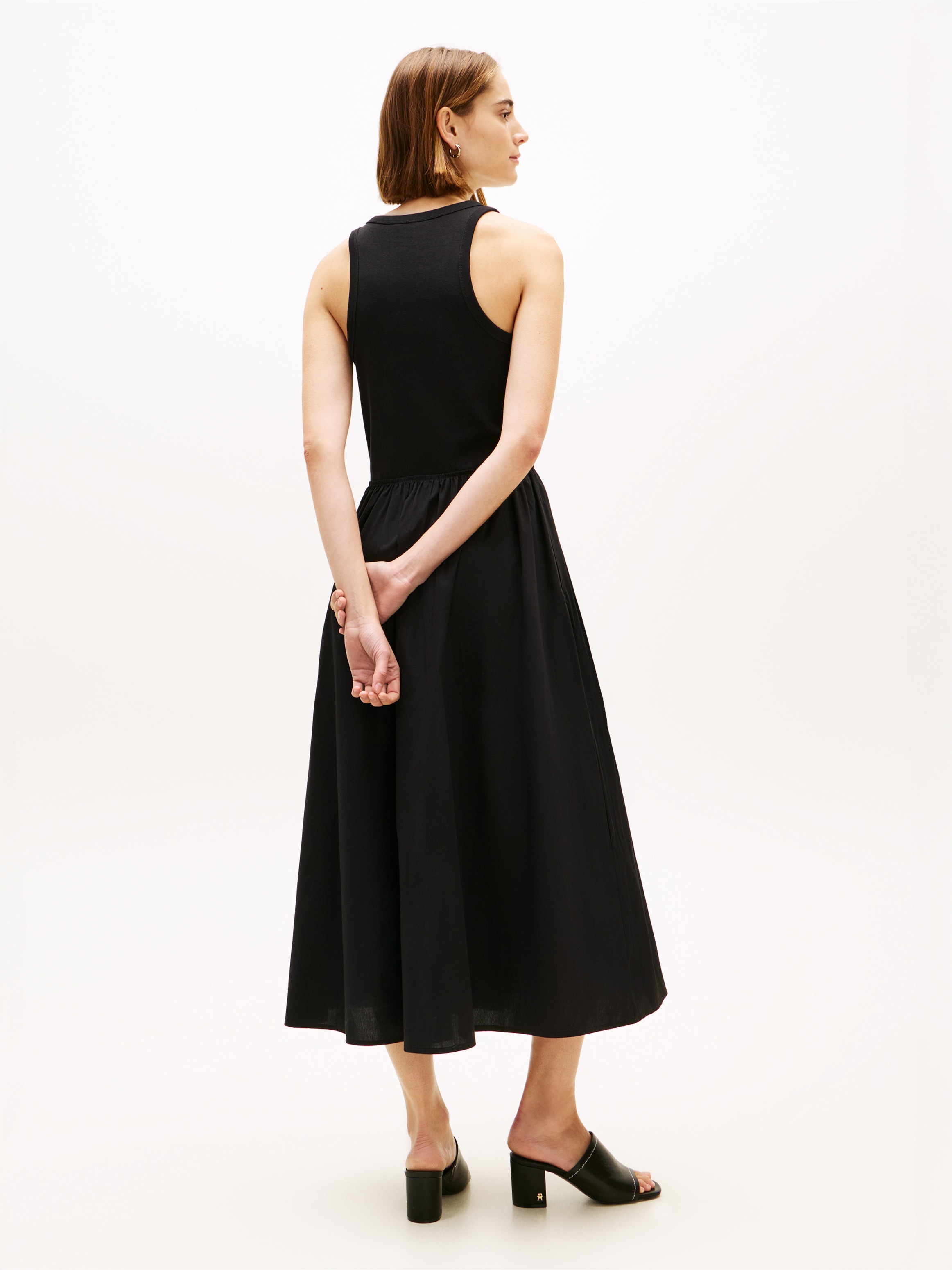 Tommy Hilfiger Robe en ligne A »GOLD BUTTON POPLIN MIX DRESS« Sans poche Baumwollmischung, mit goldfarbenen Knöpfen