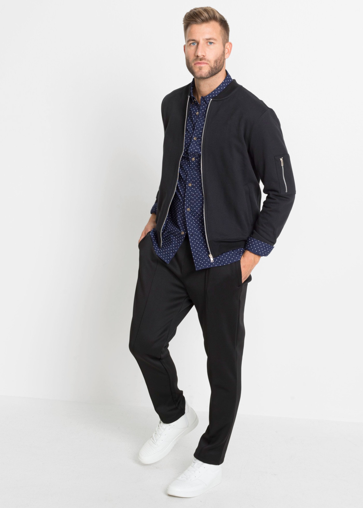 bonprix Langarmhemd aus Baumwolle, Slim Fit, mit Button-down-Kragen