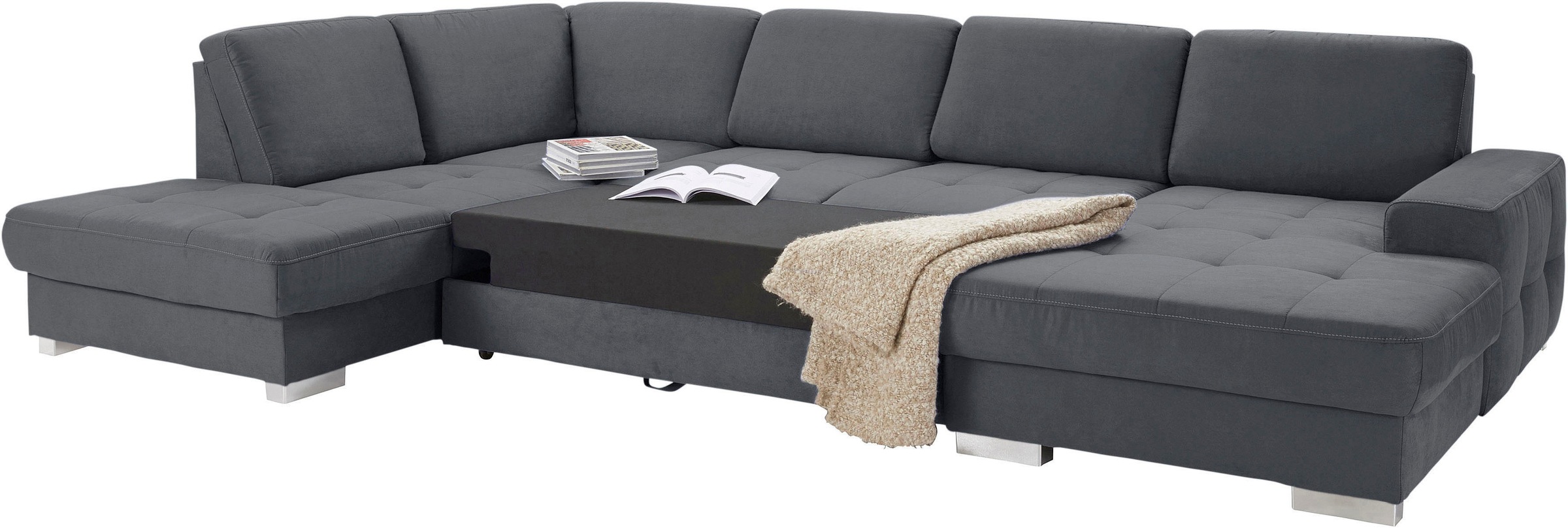 sit&more Wohnlandschaft »Santorini U-Form«, mit Federkern und Sitztiefenverstellung, wahlweise mit Bettfunktion