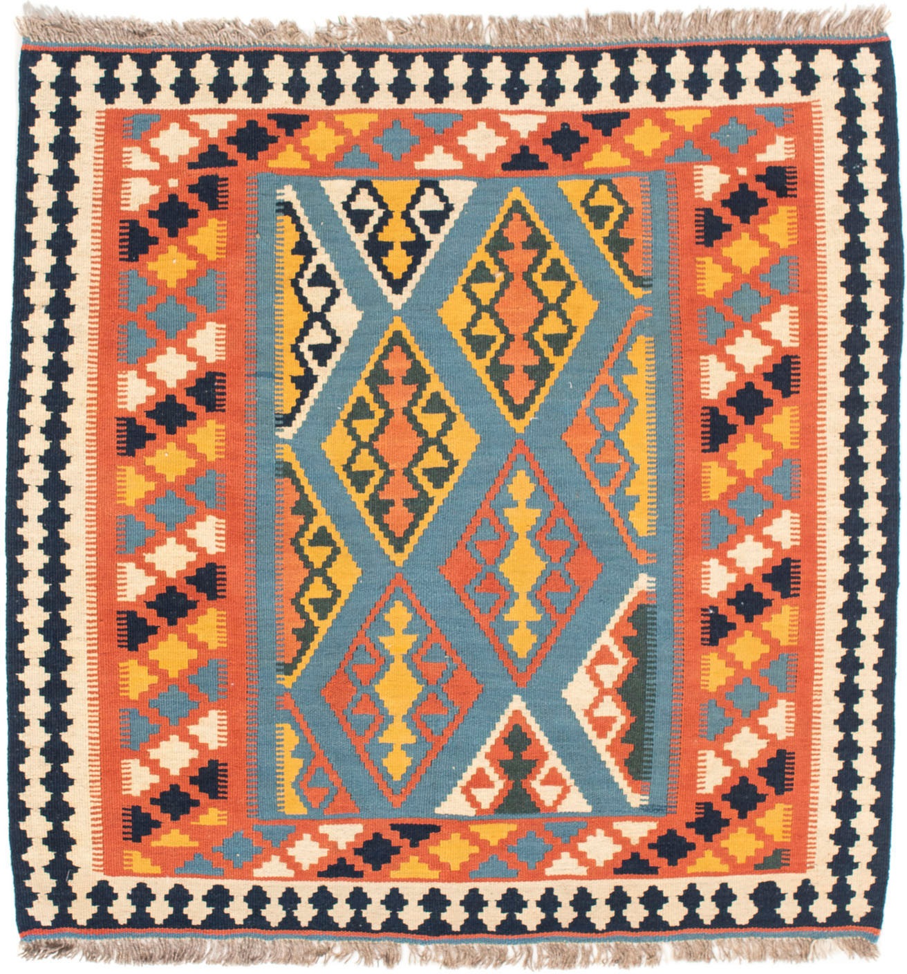 Image of morgenland Wollteppich »Kelim Fars Durchgemustert Arancione 102 x 101 cm«, quadratisch, 0,6 mm Höhe, OrientOptik bei Ackermann Versand Schweiz