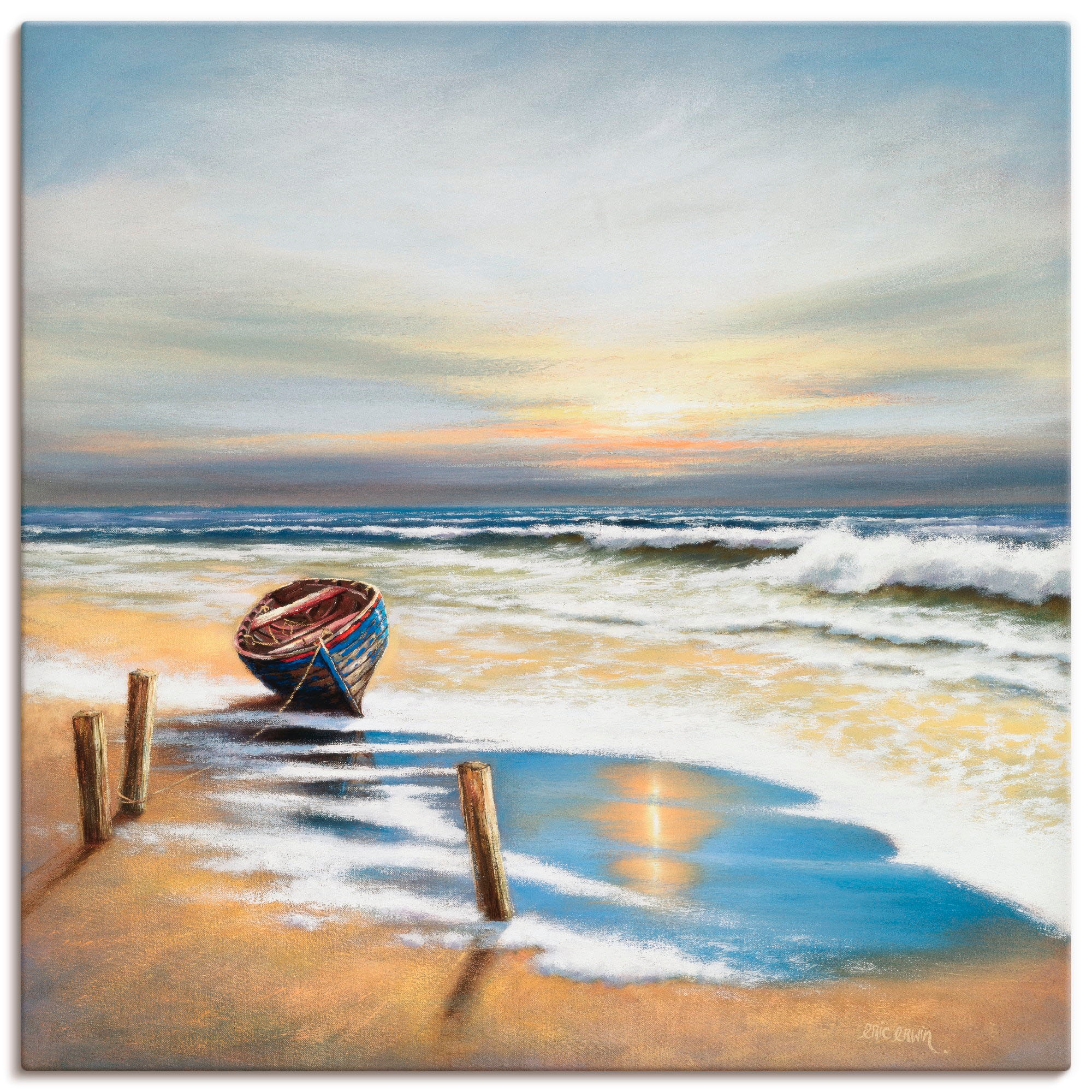 Artland Wandbild »Boot an der Küste«, Strand, (1 St.), als Leinwandbild,  Wandaufkleber oder Poster in versch. Grössen bequem kaufen | Poster
