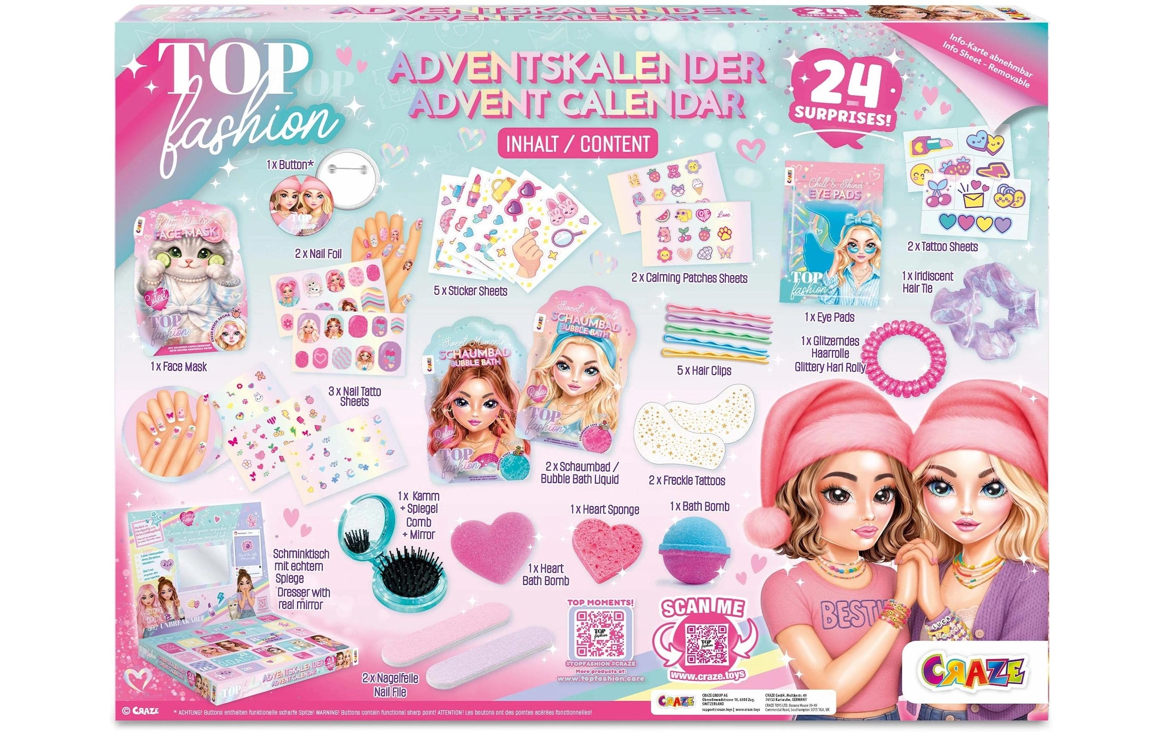 CRAZE Calendrier de l'Avent »Craze CRAZE Adventskalender Top Fashion Kinder«