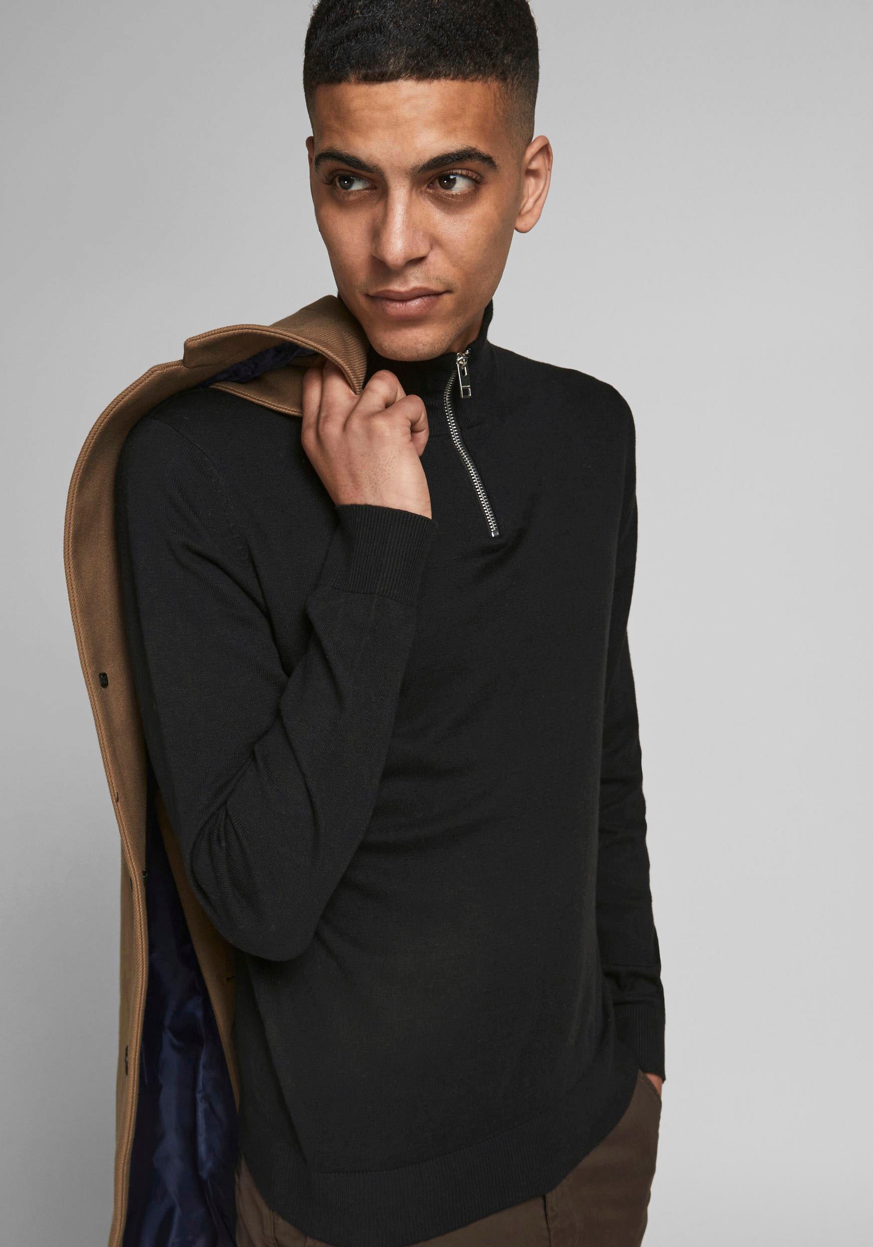 Jack & Jones Strickpullover »EMIL KNIT HALF ZIP«, mit kurzem Reissverschluss im Troyer-Look