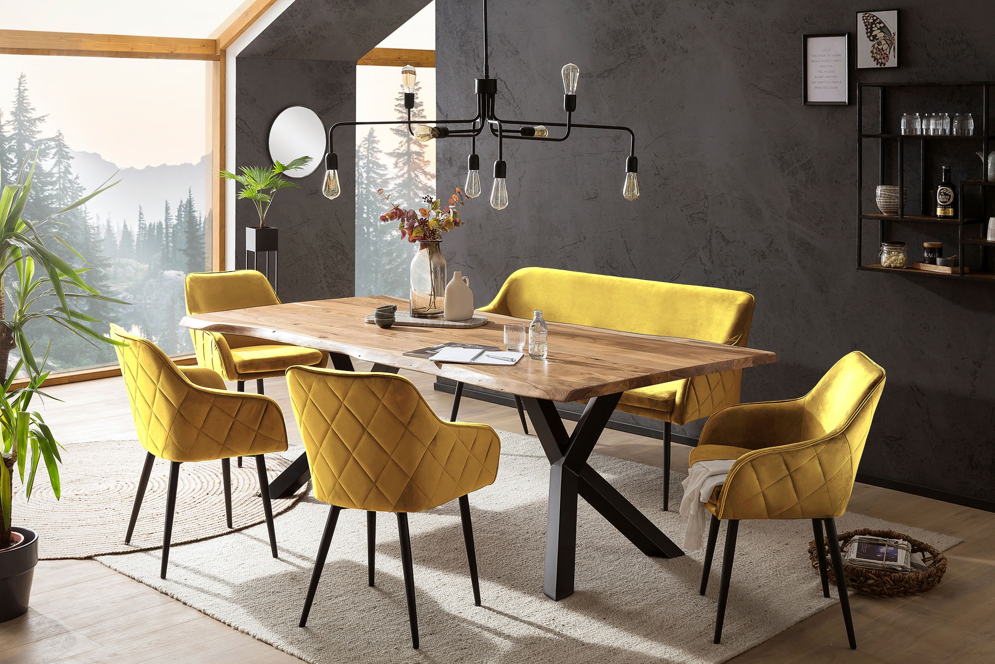 Image of SalesFever Eckbankgruppe "Eckbankgruppe im Landhausstil" Set, 6 Stk. tlg. Rückenfläche mit aufwändiger Rautensteppung