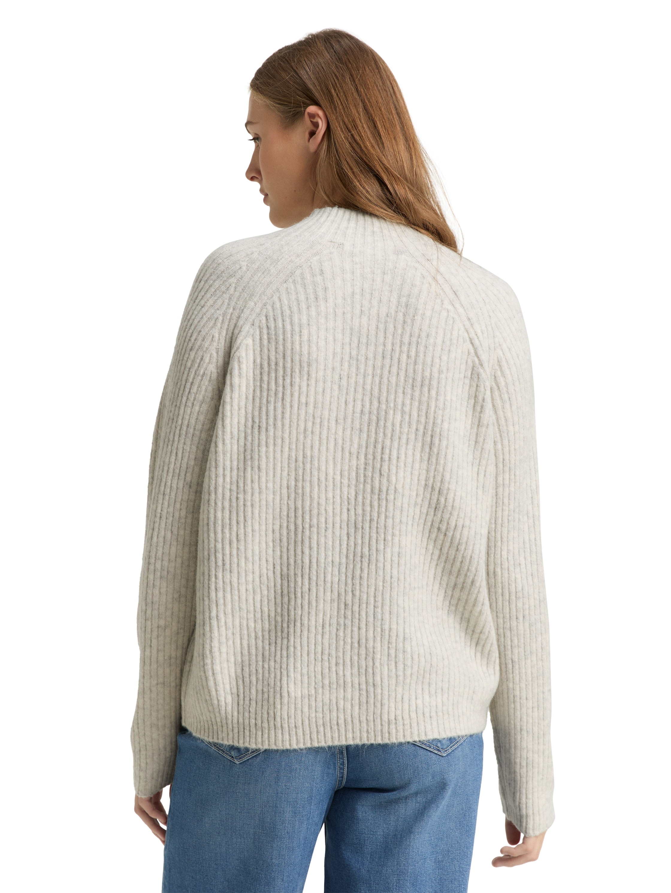 TOM TAILOR Denim Strickpullover mit Stehkragen