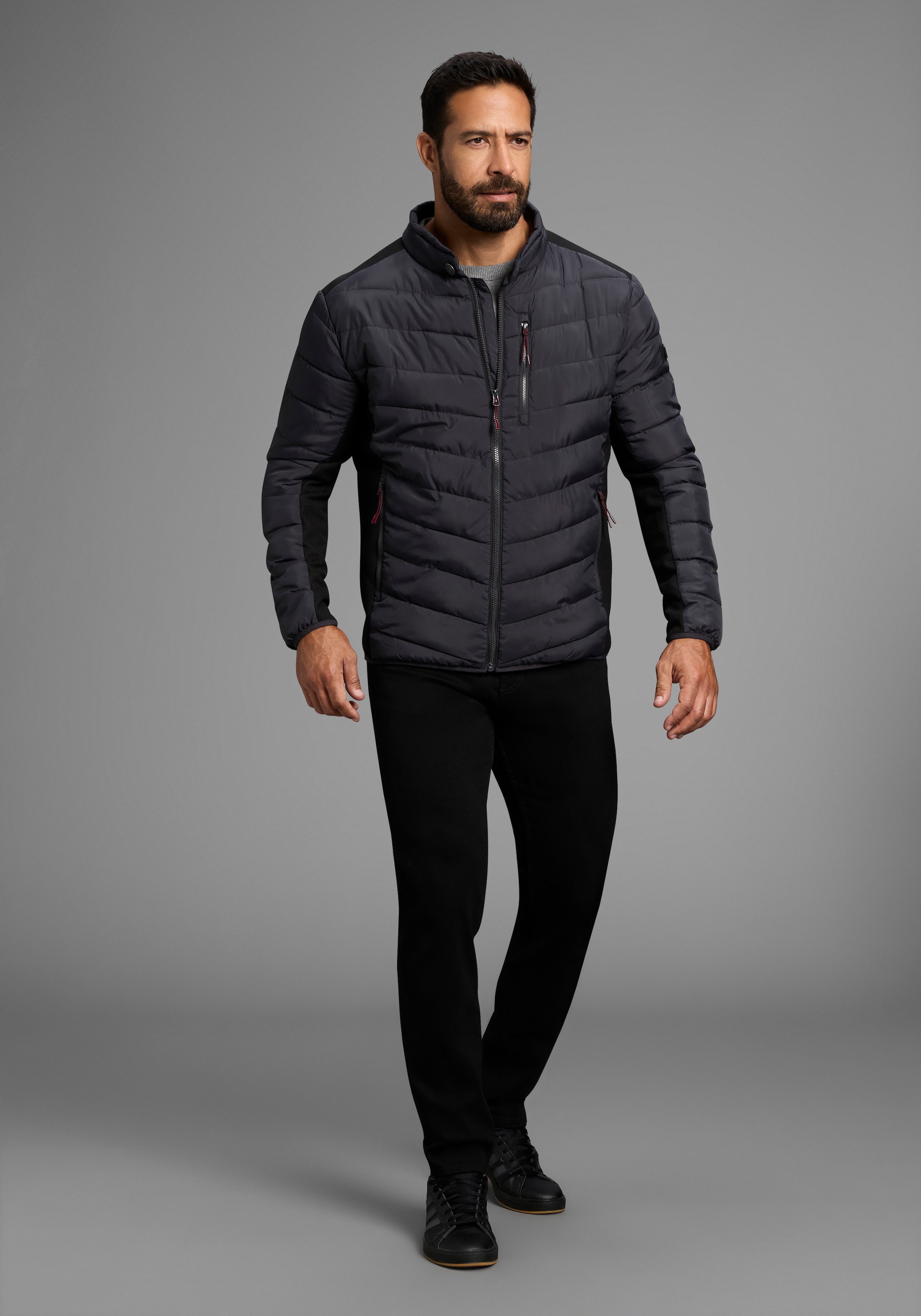 Man's World Steppjacke, ohne Kapuze, mit Reissverschlusstaschen, mit Brusttasche, mit Innentaschen