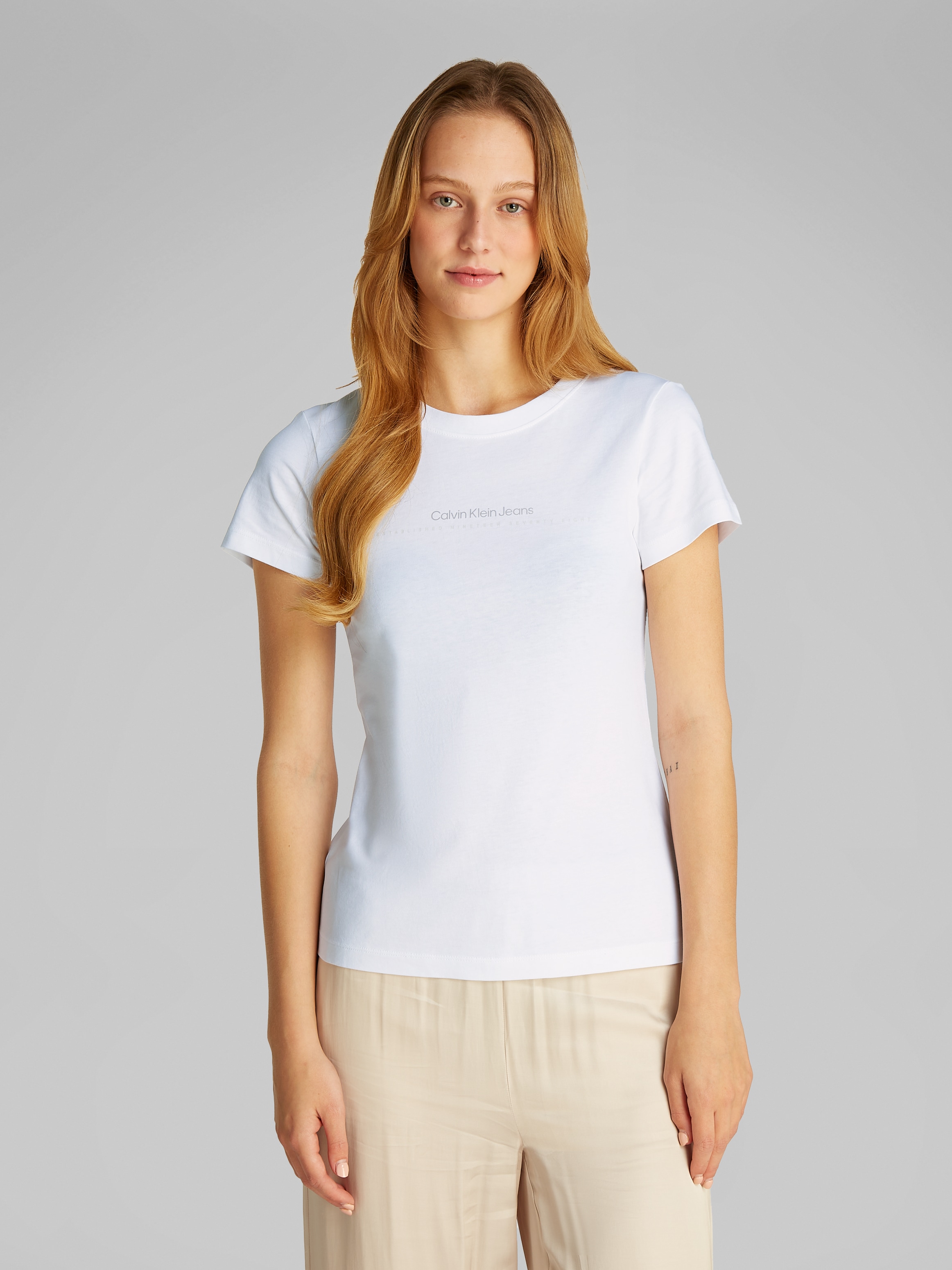 Calvin Klein Jeans Rundhalsshirt »INSTITUTIONAL GRAPHIC SLIM TEE«, mit Logodruck