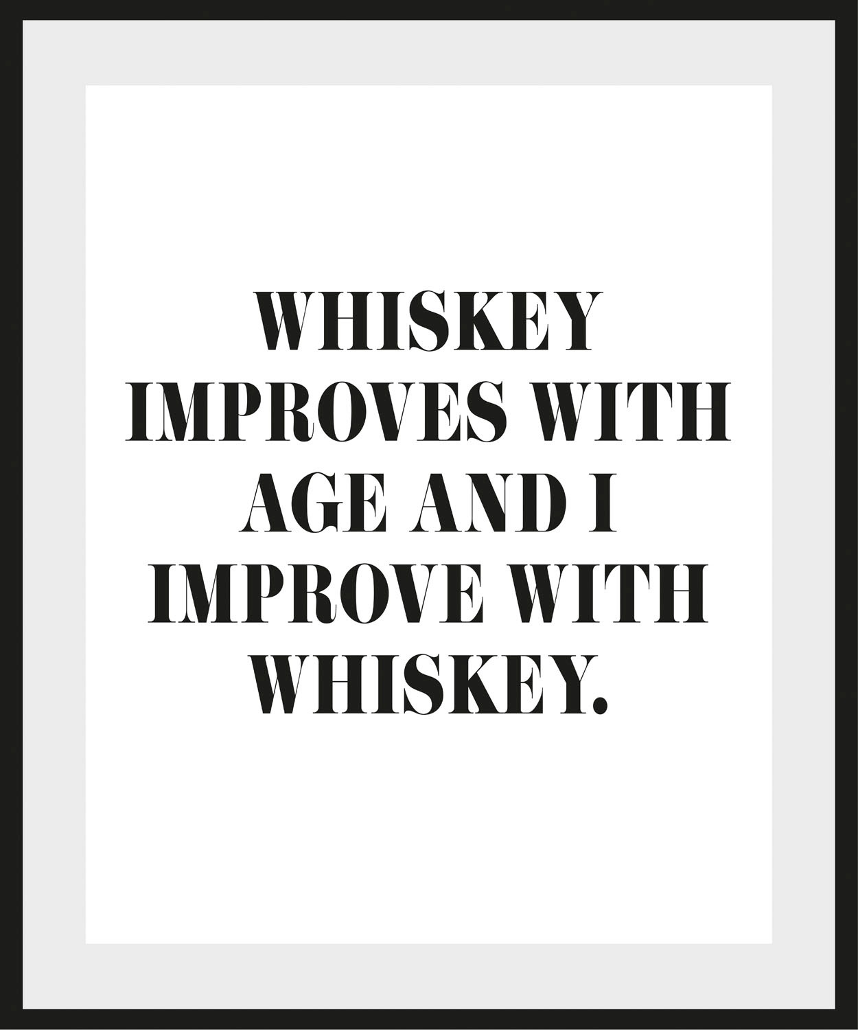 Image of queence Bild "WHISKEY" Humor Schriftzug Schwarz-Weiss Sprüche & Texte 1 Stk. tlg. HD Premium Poster-Druck inkl. Holzrahmen