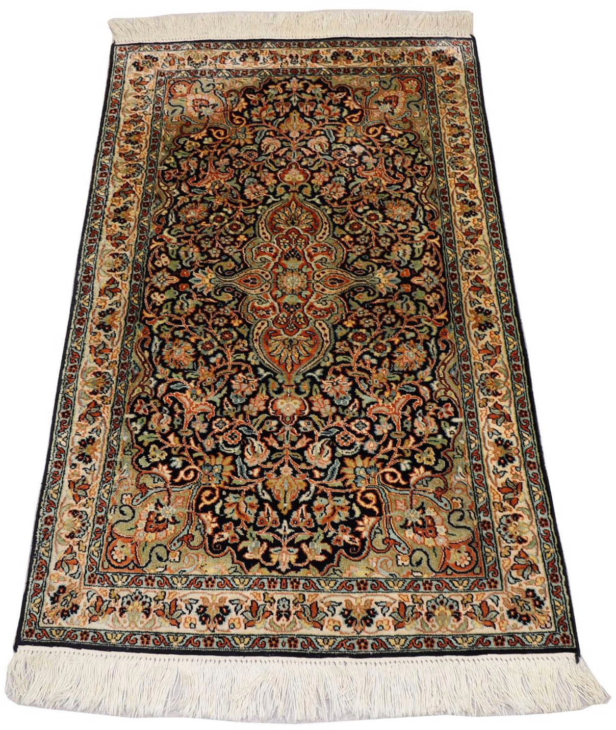 Image of morgenland Seidenteppich »Kaschmir Seide Medaillon Blu scuro 124 x 77 cm«, rechteckig, 0,4 mm Höhe, Handgeknüpft bei Ackermann Versand Schweiz