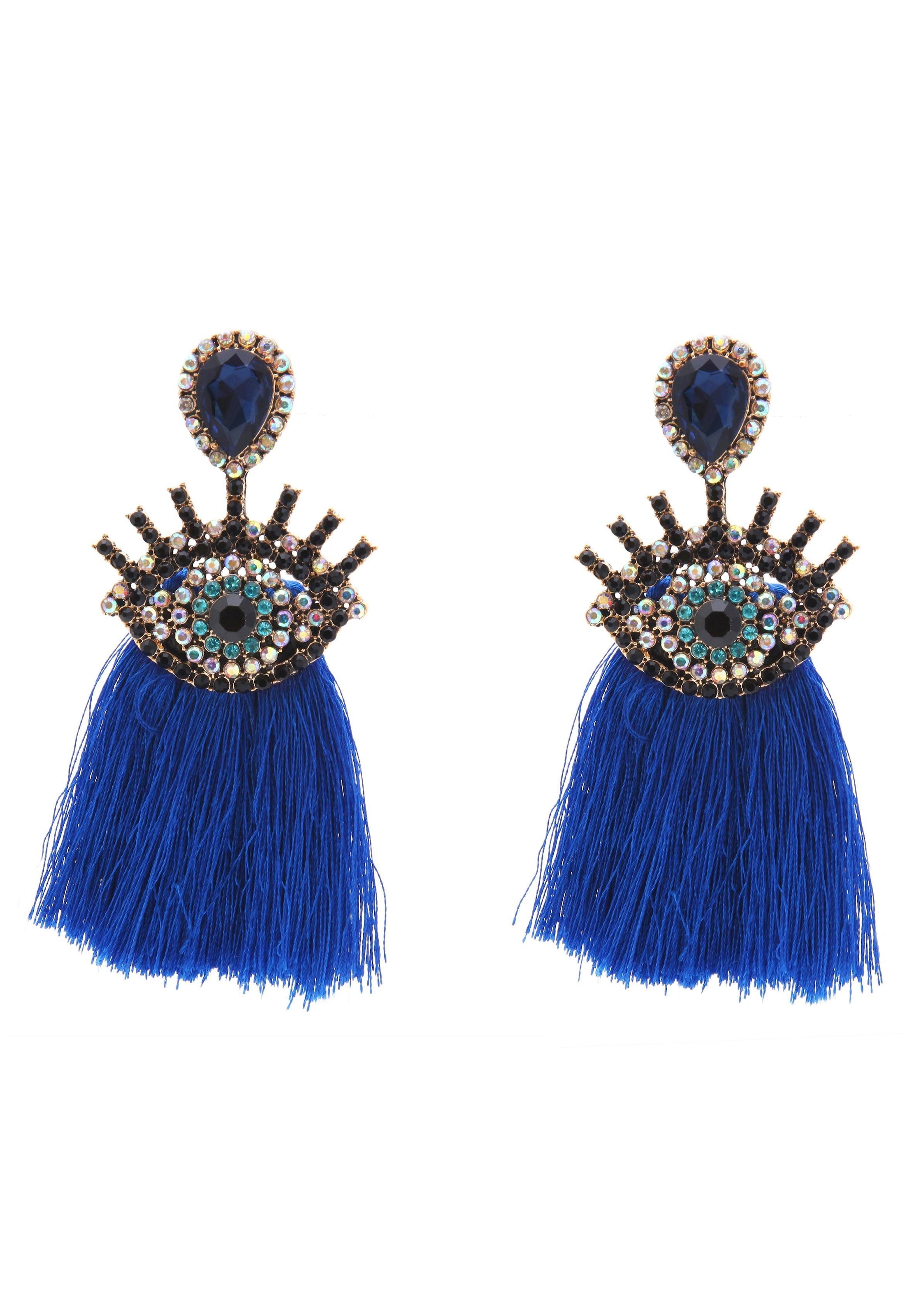 Image of J.Jayz Paar Ohrstecker »offenes Auge mit Quaste«, mit Glassteinen bei Ackermann Versand Schweiz