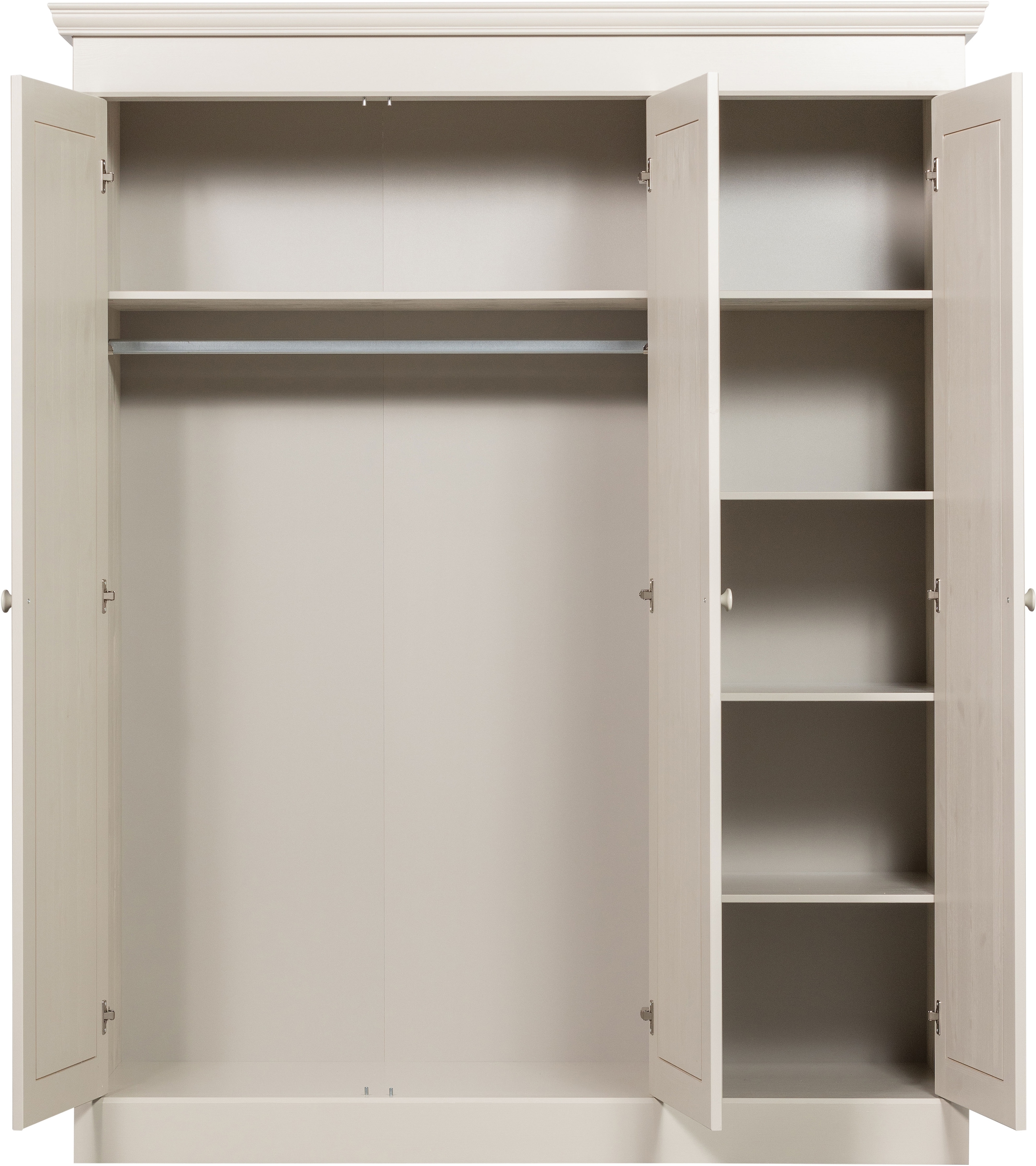 WOOOD Kleiderschrank »Olivia FSC®-Kiefernholz mit Hängebereich, H 212 x B 171 x T 63 cm« Tragkraft 10 kg pro Boden, Einlegeboden-Optionspakete erhältlich