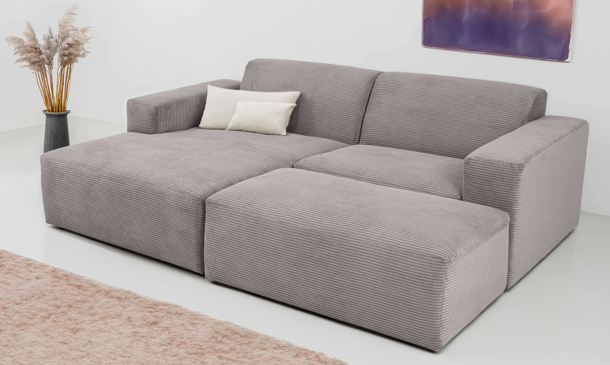 INOSIGN Ecksofa »Koa,228cm, L-Form, Modulsofa, Webstoff, Cord«, Designsofa, Set, Hocker inklusive, weicher Lounge-Sitzkomfort