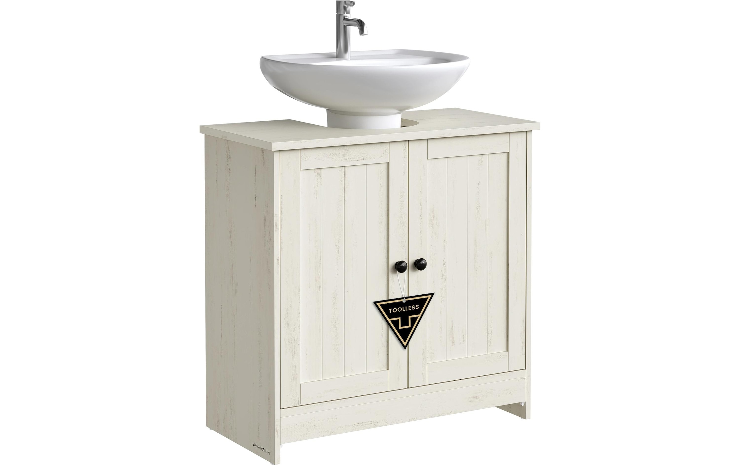 VASAGLE Armoire sous lavabo »60 x 61.2 cm« Meuble sous-lavabo moderne style campagne