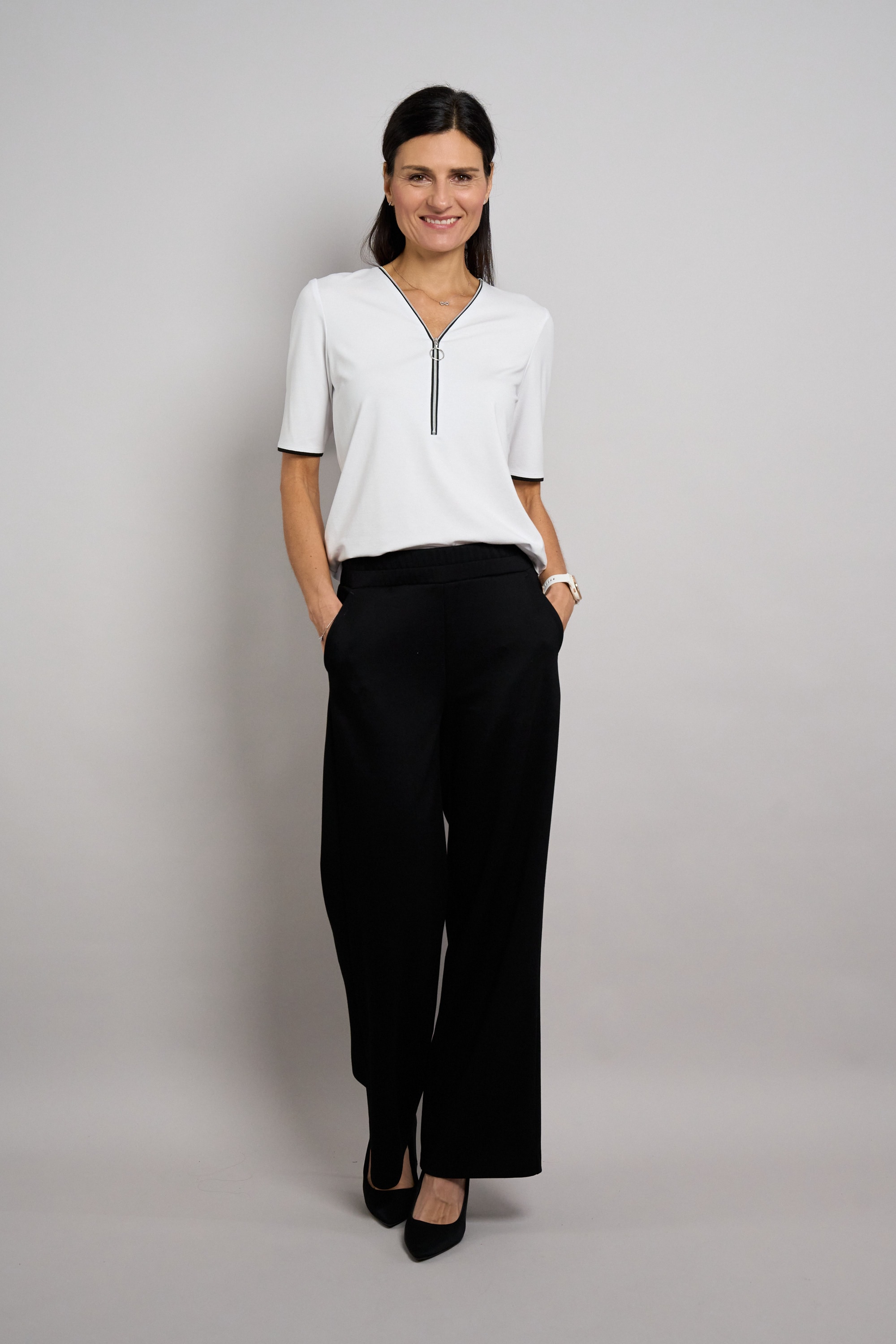 Seidel Moden T-shirt en V mit Reissverschluss am Kragen - MADE IN GERMANY