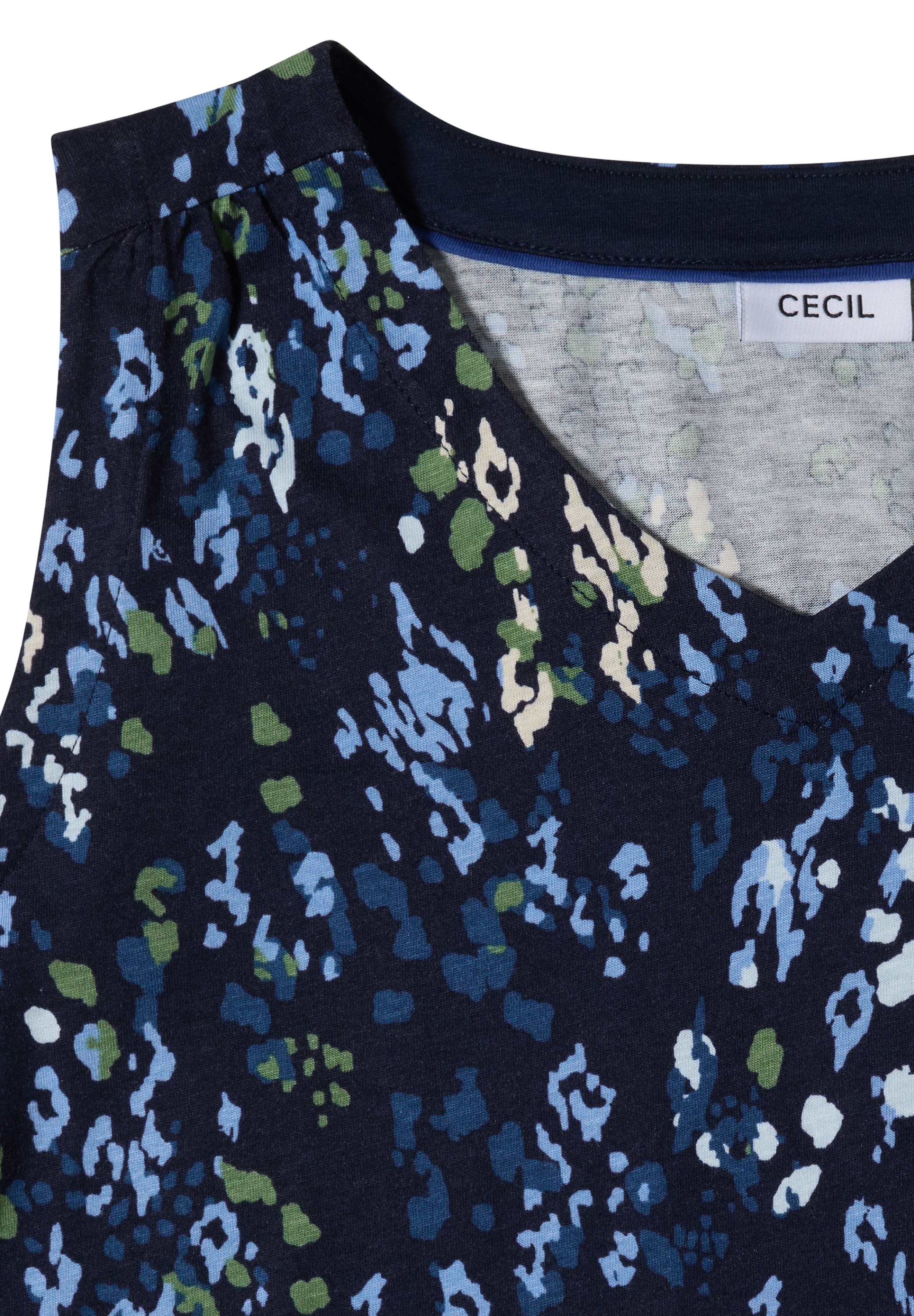 Cecil Haut de chemise top d'été avec col en V arrondi et motif graphique