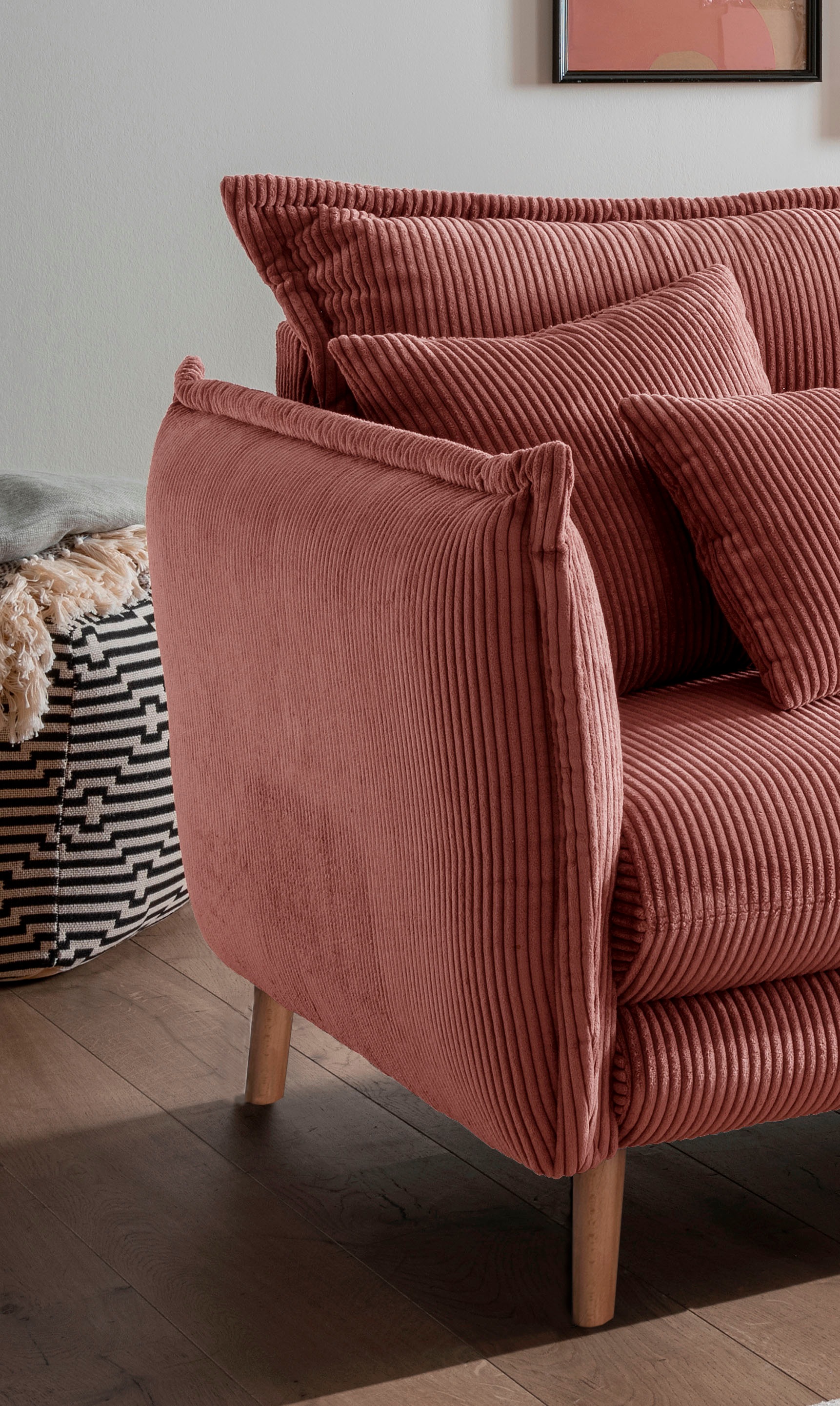 INOSIGN Ecksofa »Lazio modern und bequem, schmale Armlehnen, tolle Detailverarbeitung«, zwei verschiedene Fussfarben wählbar