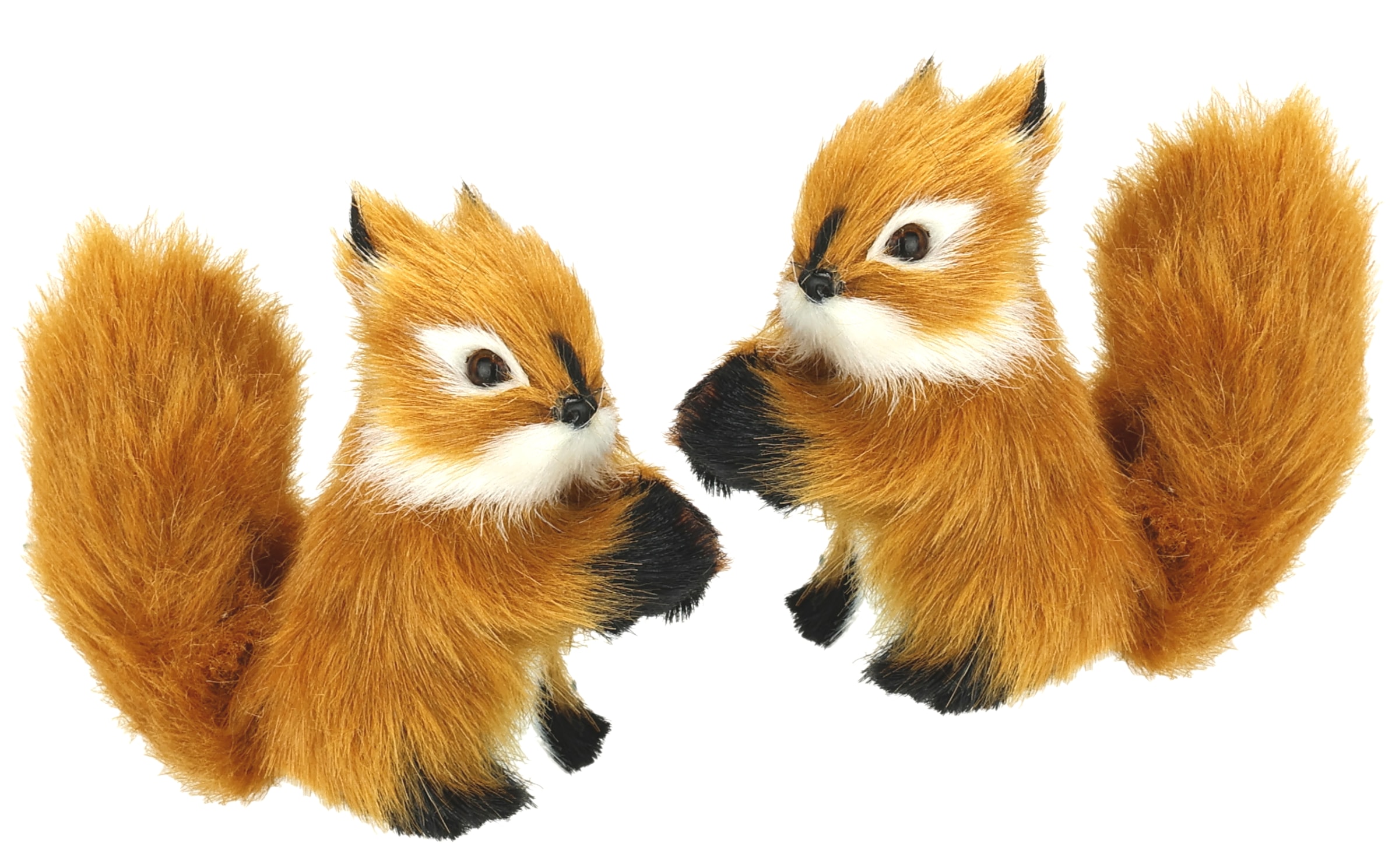 Image of I.GE.A. Dekofigur "Tierfigur mini Eichhörnchen" 2er Set aus Kunstfell Statue Ornamente Pelz Plüschtier Waldtier