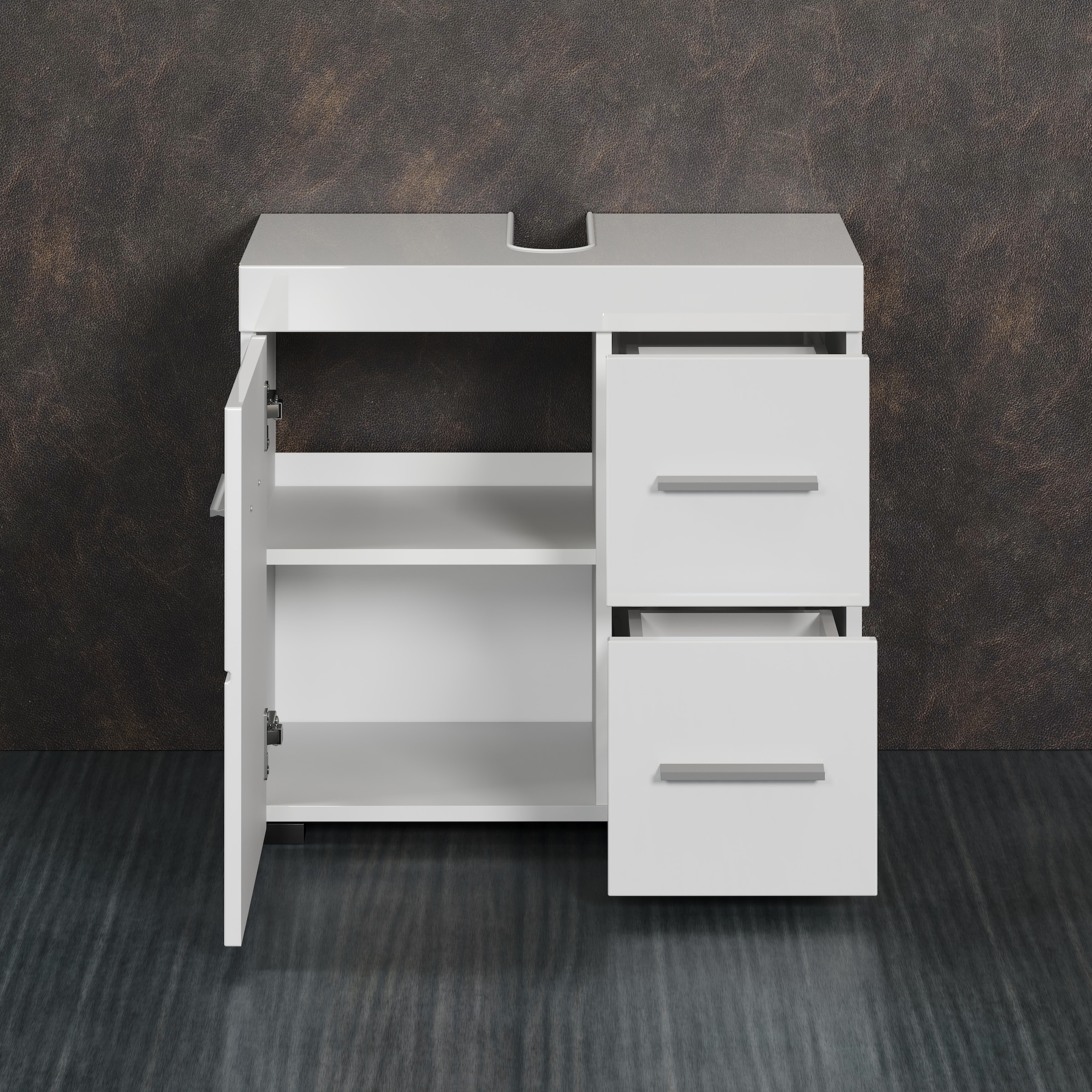 welltime Waschbeckenunterschrank »Avena« 1 Stk. tlg. Badezimmerschrank mit Tür & Schubkästen – (B/T/H) 60/34/56 cm