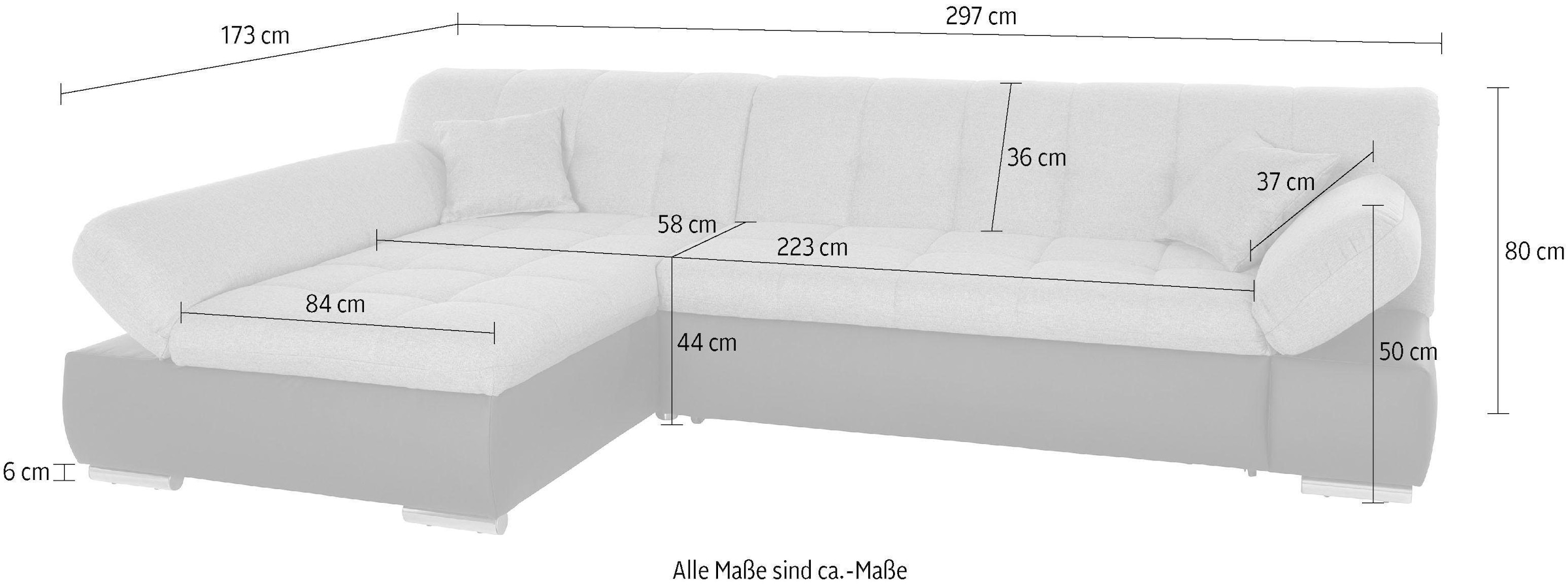DOMO collection Ecksofa »Mona L-Form« wahlweise mit Bettfunktion