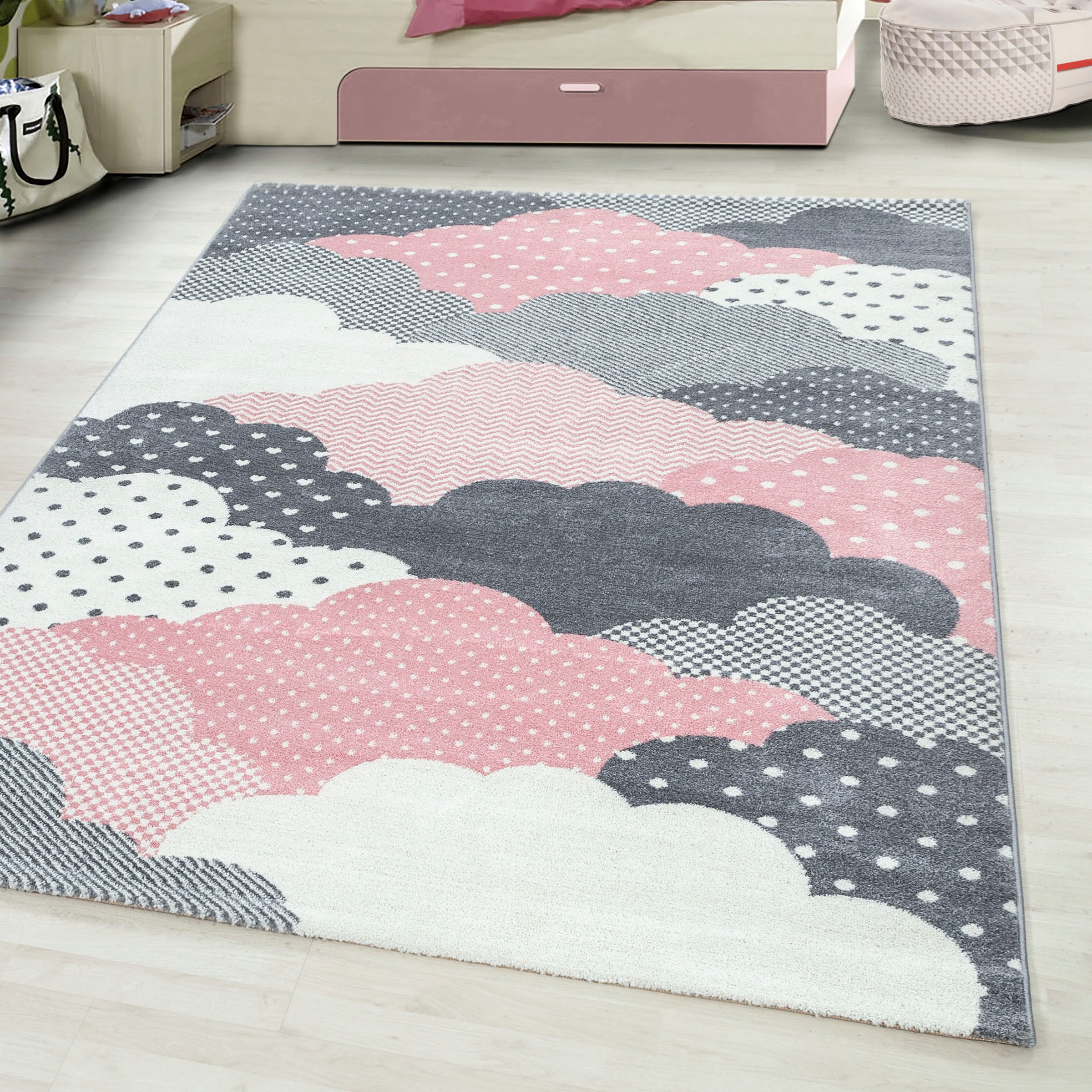 Ayyildiz Teppiche Kinderteppich »Bambi 820«, rechteckig, 11 mm Höhe, auch in rund, Wolken Motiv, Kurzflor