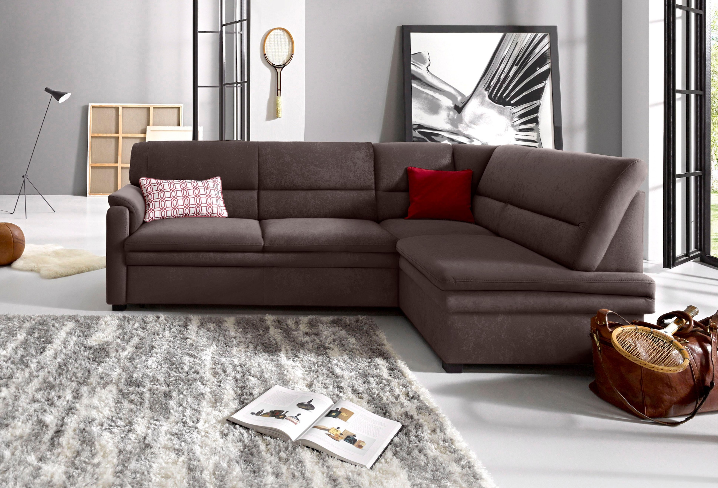 Image of sit&more Ecksofa "Pisa L-Form" mit Federkern, wahlweise mit Bettfunktion
