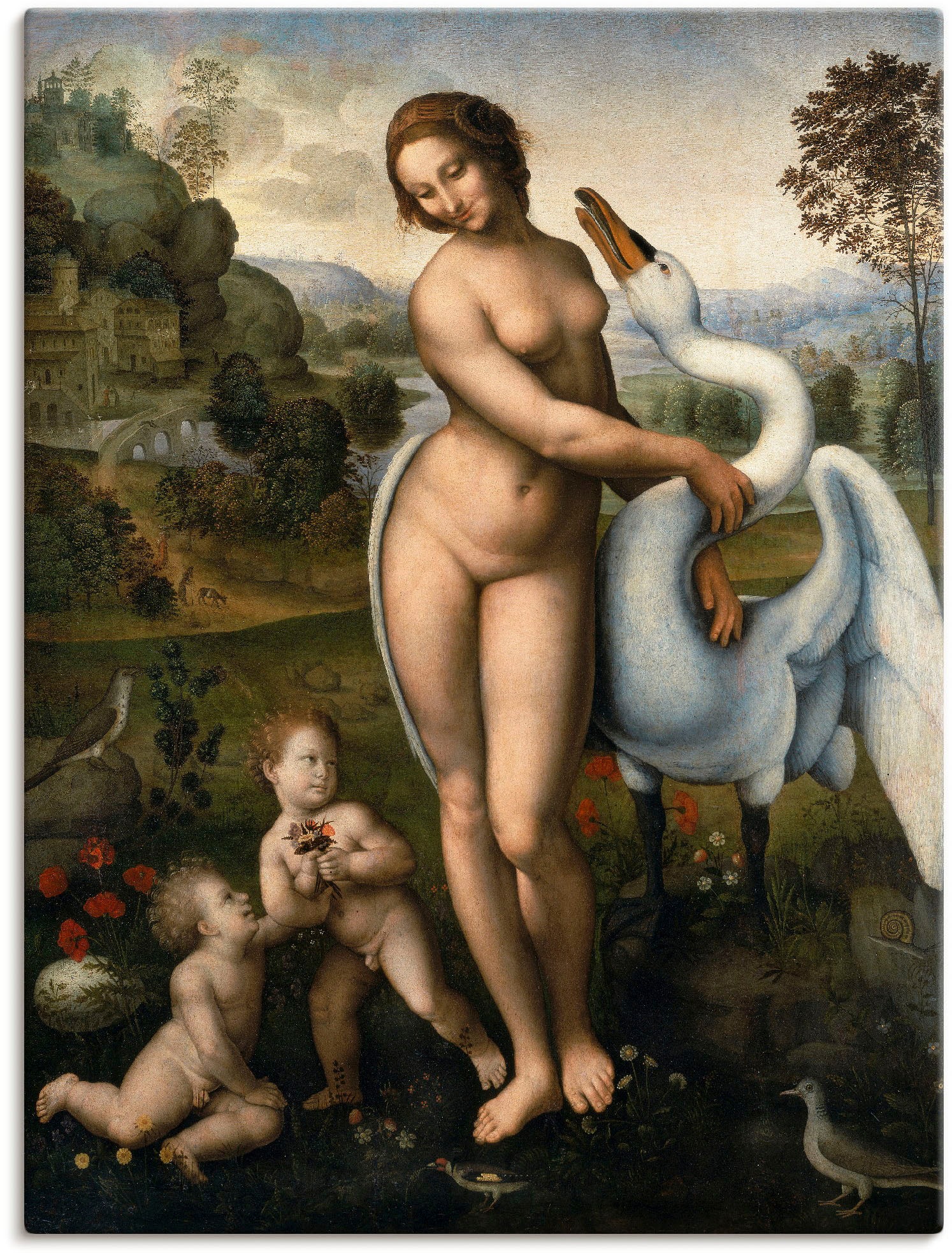 Image of Artland Wandbild »Leda und der Schwan. 16. Jahrhundert.«, Gruppen & Familien, (1 St.), in vielen Grössen & Produktarten -Leinwandbild, Poster, Wandaufkleber / Wandtattoo auch für Badezimmer geeignet bei Ackermann Versand Schweiz