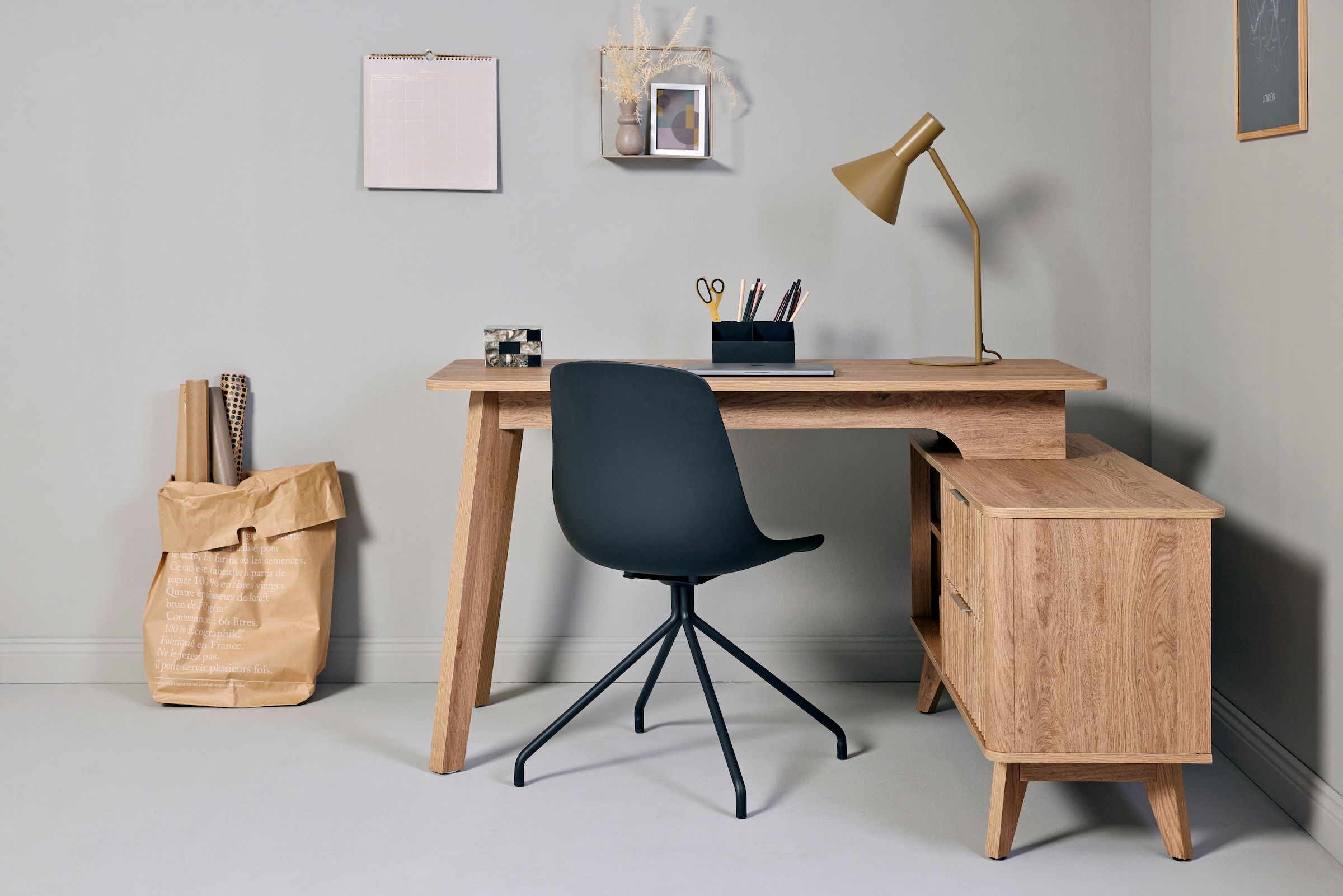 Jahnke Eckschreibtisch »WAVE C 150 E« 1 Stk. tlg. Eckschreibtisch, Fronten in Wellendesign, wechselseitig montierbar
