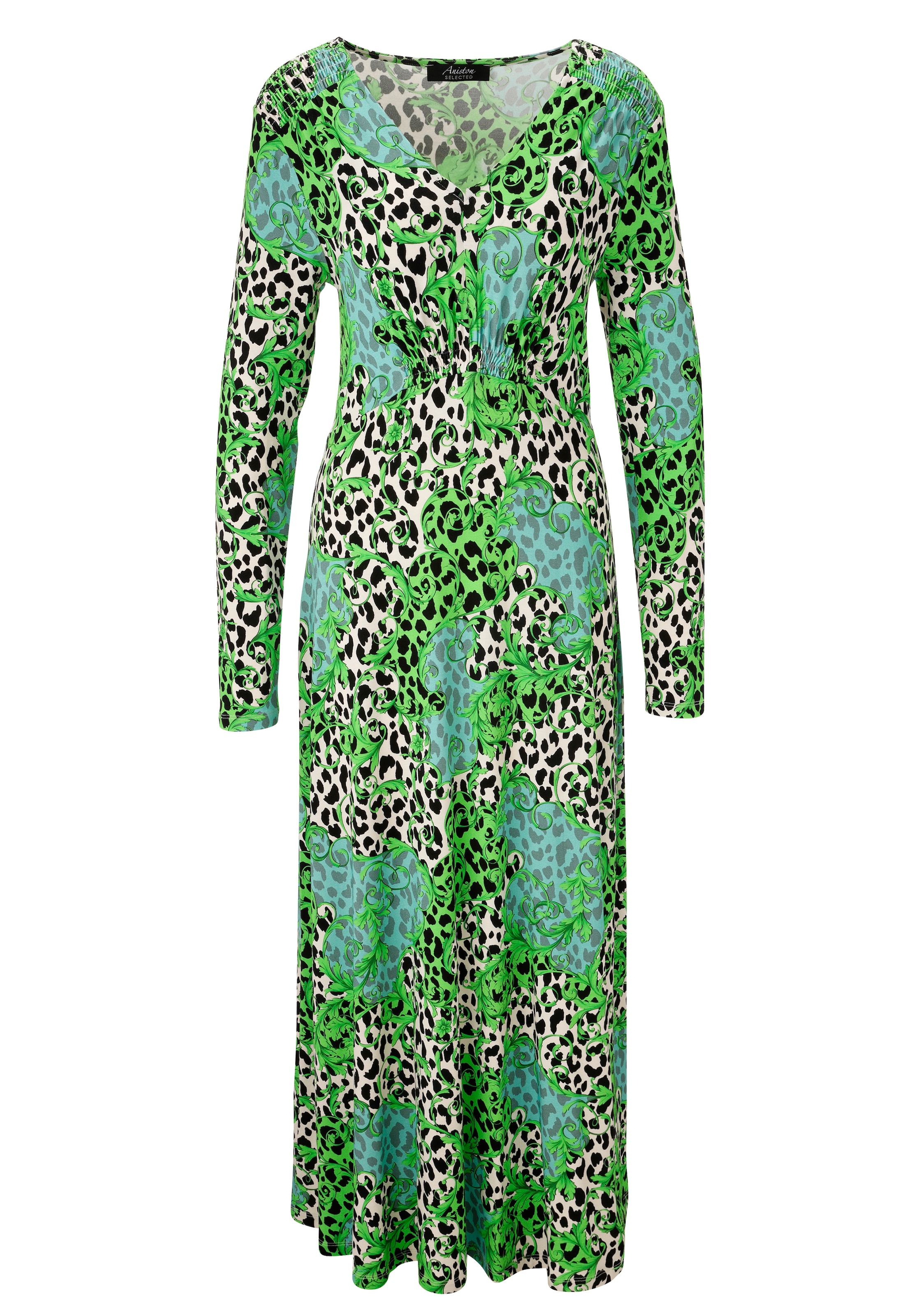 Aniston SELECTED Midikleid, mit Smok-Details und fantasievollem Leo-Print - NEUE KOLLEKTION