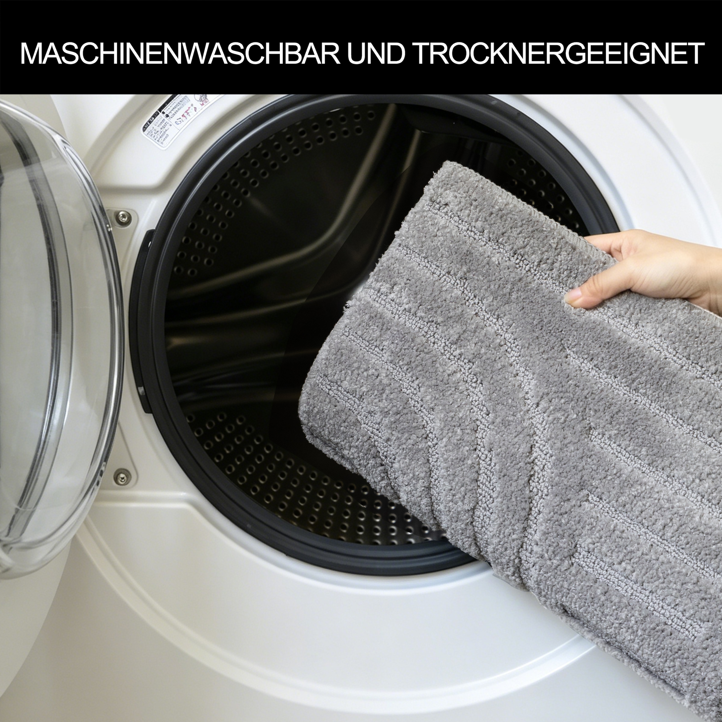 GOODproduct Badematte »Zen, Badvorleger, Badezimmer Teppich, Duschvorleger« Höhe 10 mm rutschhemmend beschichtet fussbodenheizungsgeeignet | schnell trocknend Uni Farben, Hoch-Tief-Effekt, modernes Muster, Zen