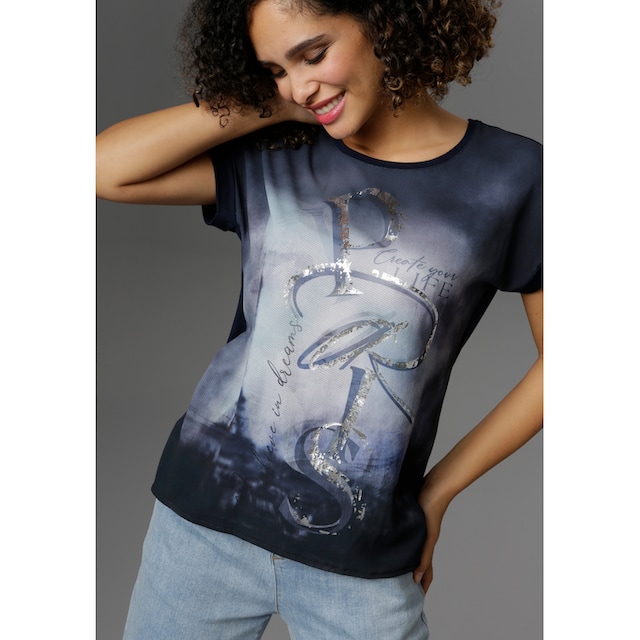 ♕ Aniston SELECTED Blusenshirt, mit glänzendem Folienprint  versandkostenfrei auf