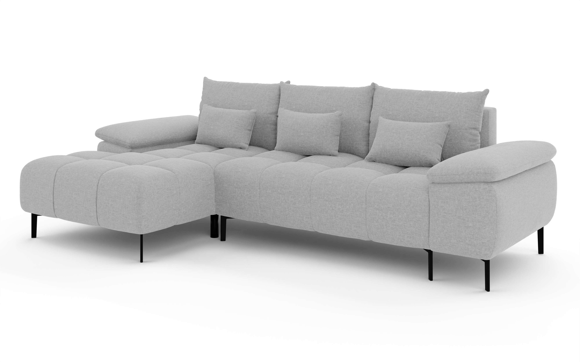 INOSIGN Ecksofa »DROMARA Schlafsofa mit Bettkasten, Masse: B/T/H 277/141/91 cm«, L-Form mit Recamiere rechts/links bestellbar, Wellenunterfederung