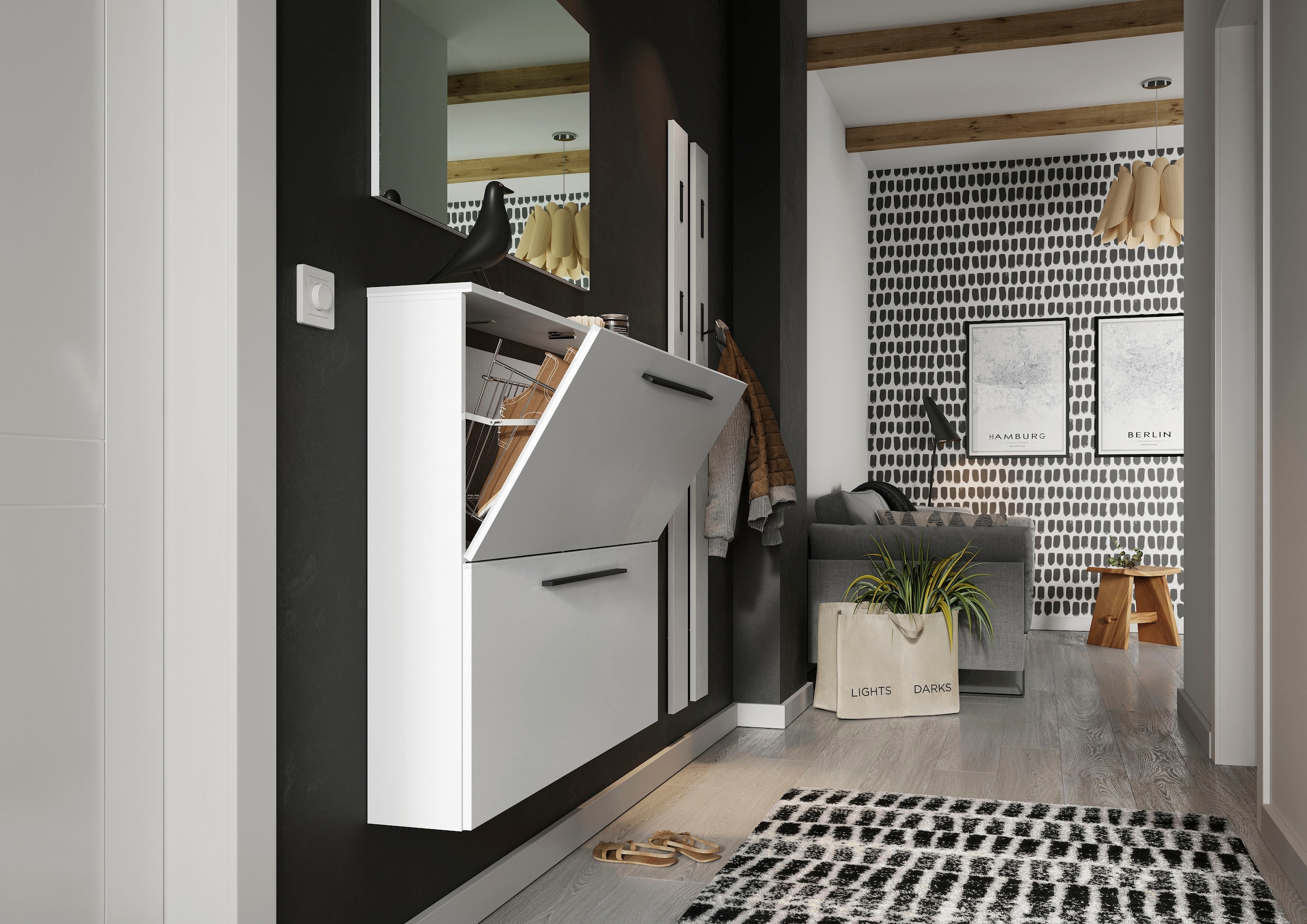 GERMANIA Armoire à chaussures »GW-Utah Schuhschrank in 2 Breiten, mit 2 oder 3 Klappen,« stehend und hängend montierbar