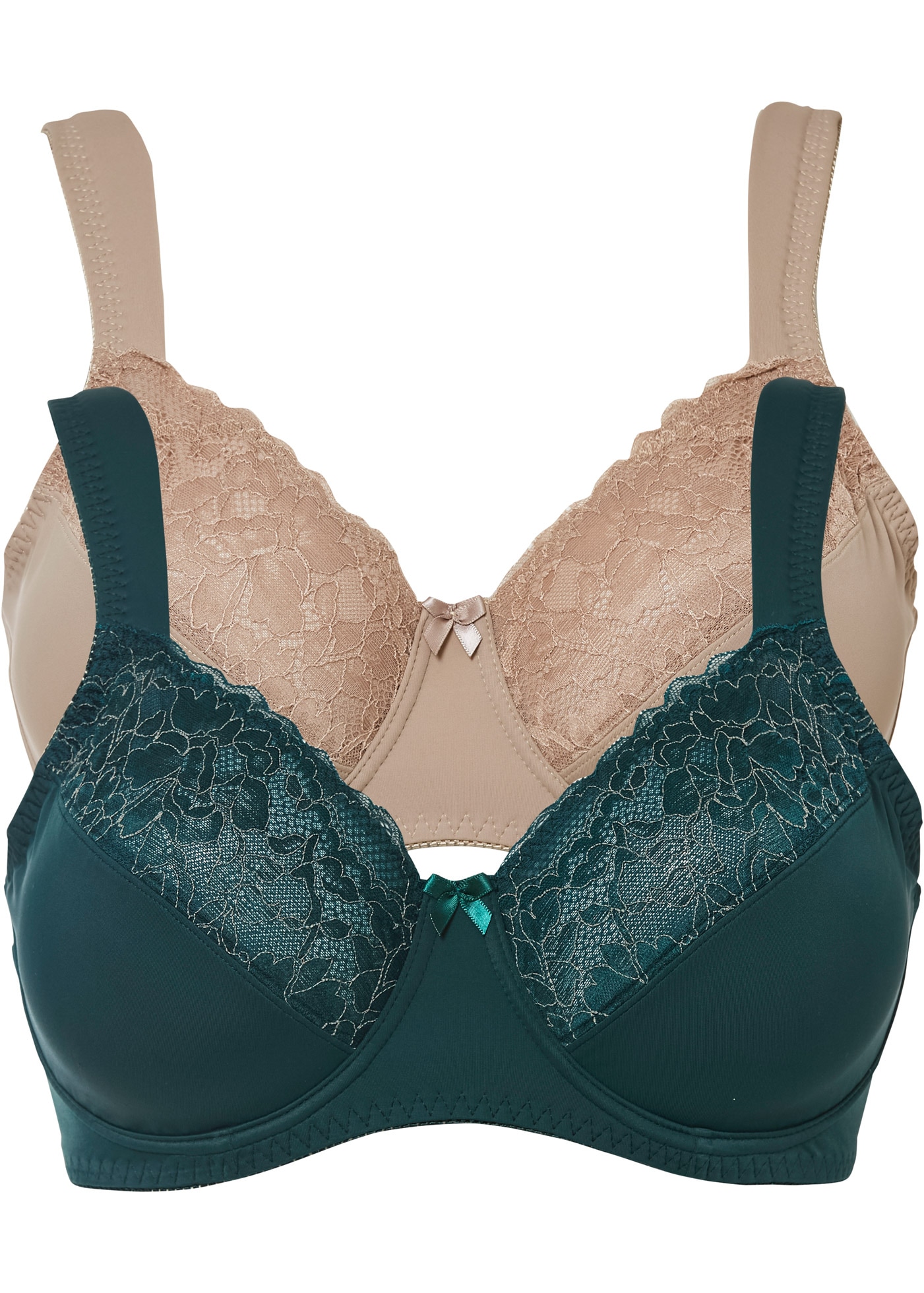 Image of bonprix Minimizer-BH "Minimizer-BH mit gepolsterten Trägern (2er Pack)" Packung, 2 Stk. mit gepolsterten Trägern, Minimizer-Passform, mit edler Spitze