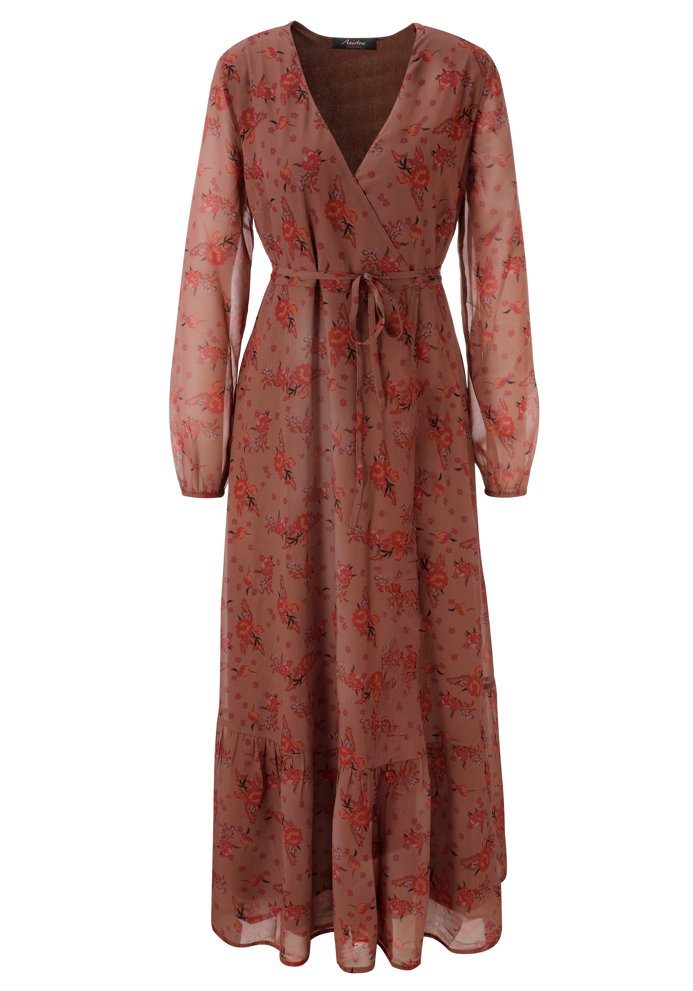 Aniston CASUAL Robe portefeuille avec lien,  avec imprimé floral aux couleurs harmonieuses - NOUVELLE COLLECTION