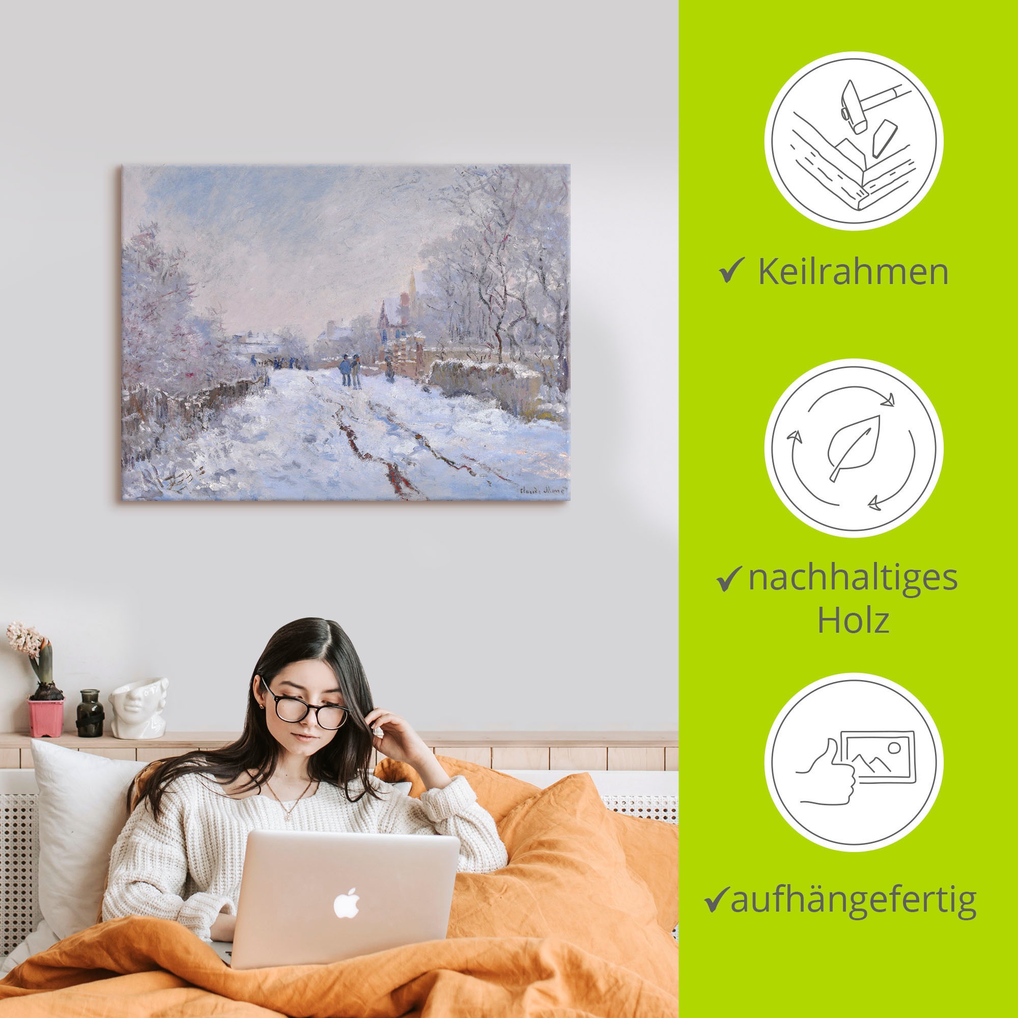 Artland Wandbild »Schnee in Argenteuil.«, Vier Jahreszeiten Bilder, (1 St.), als Leinwandbild, Poster in verschied. Grössen
