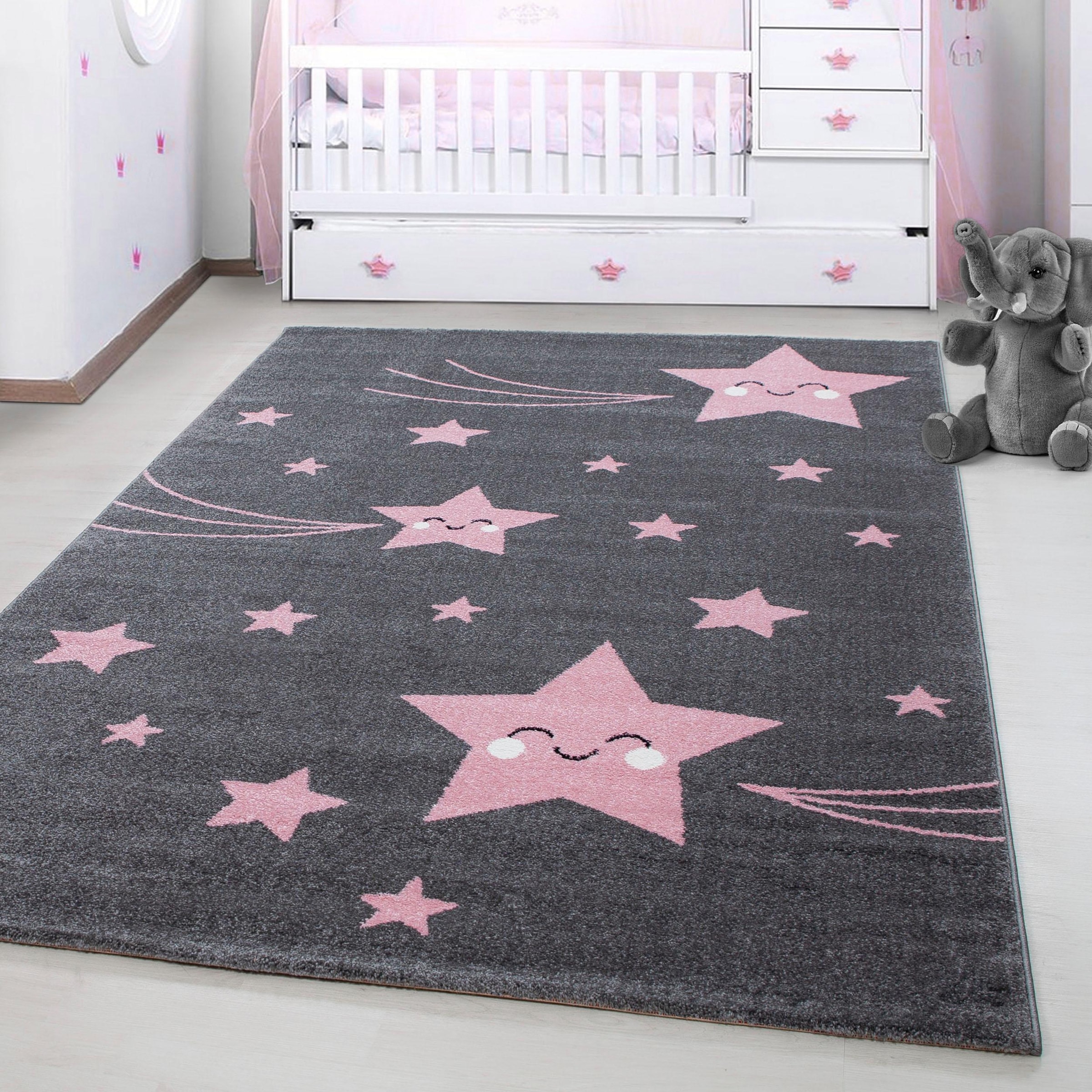Image of Ayyildiz Teppiche Kinderteppich "Kids 610" rechteckig 12 mm Höhe auch in rund, Motiv Sterne, Kurzflor